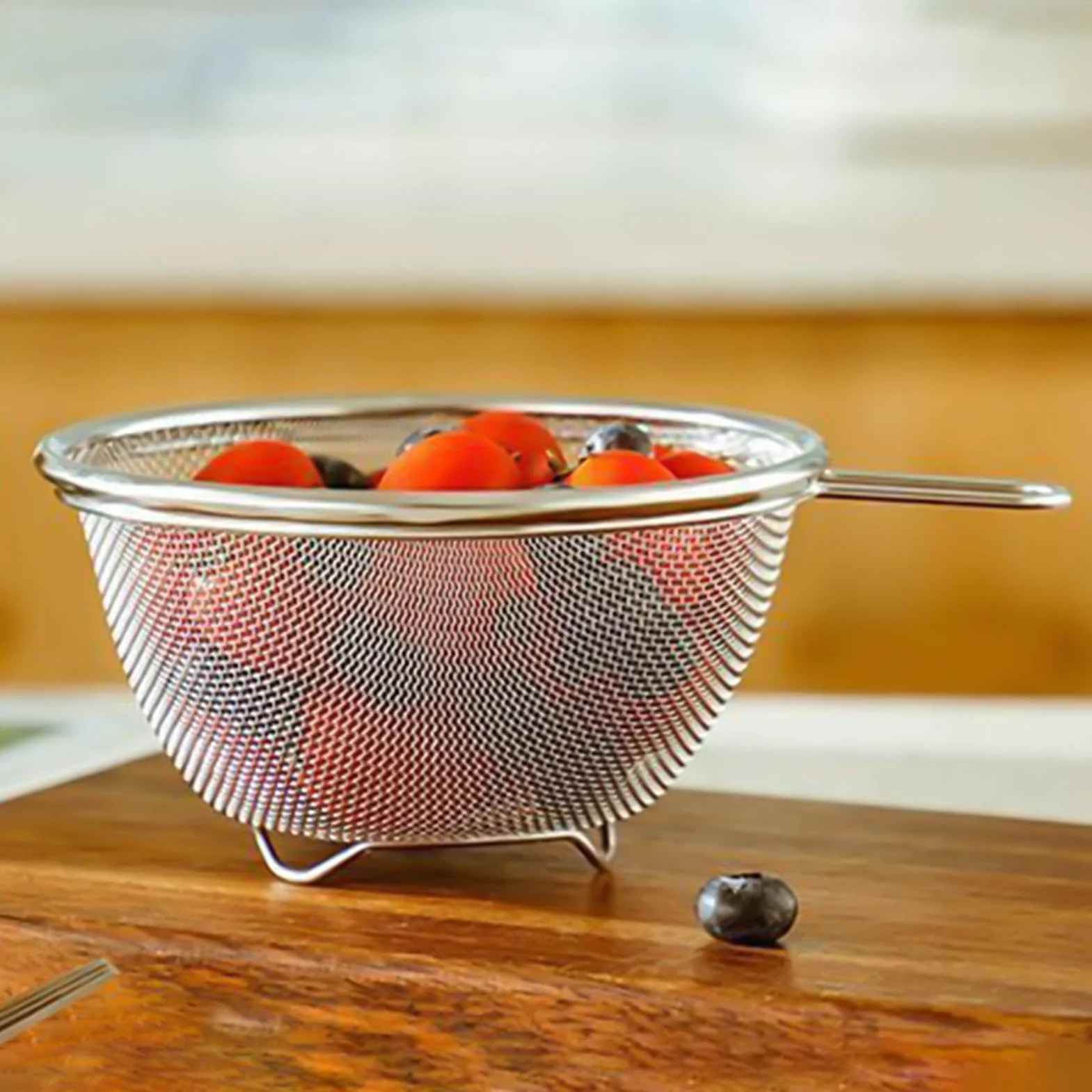 Mixing Bowl Set, Stainless Steel Colander, Draining Basket Bowl, Handle Strainer Bowls, Kitchen Prep Mixing Bowls, Food Washing Tool
