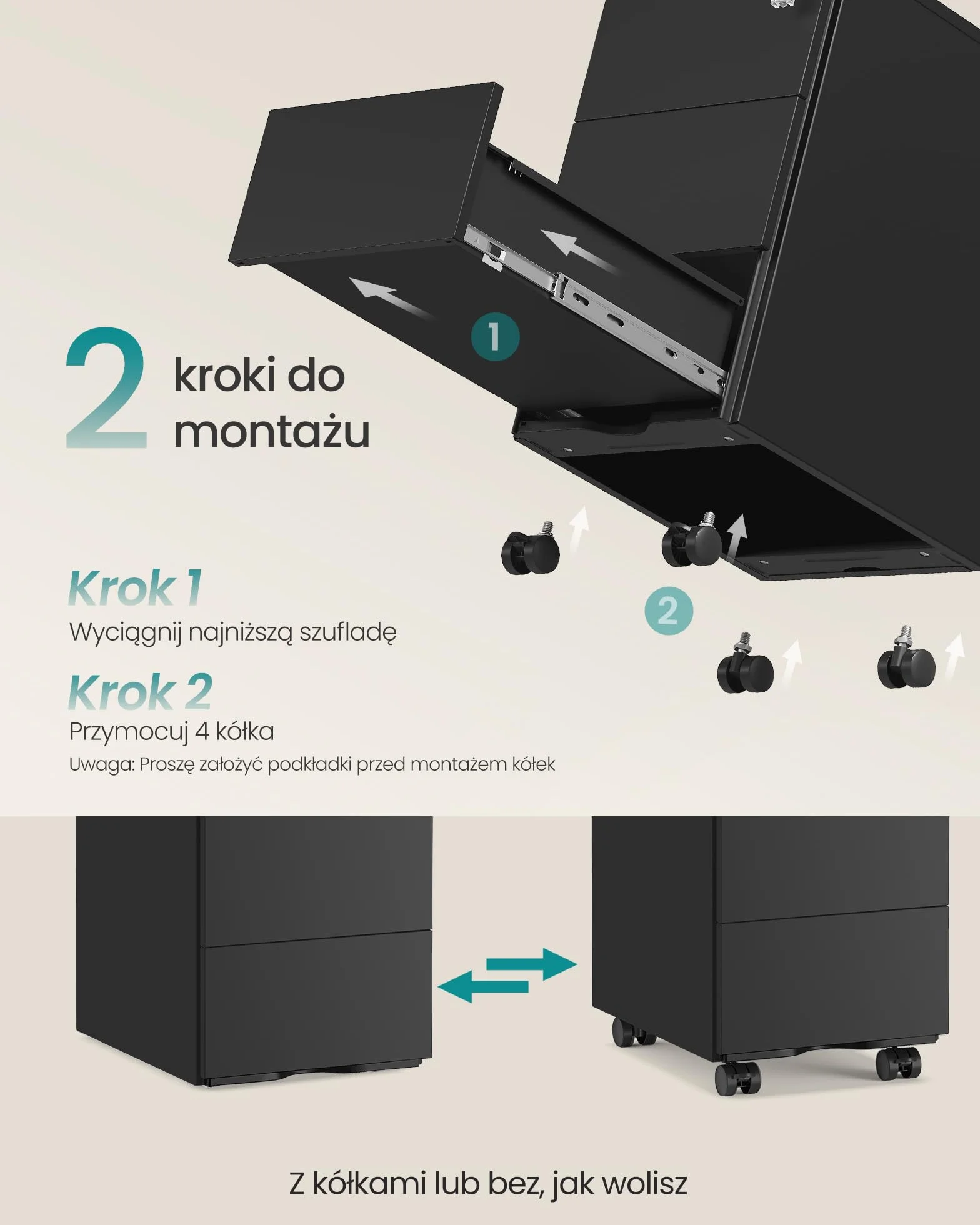 SONGMICS Szafka z szufladami, Mobilna szafka na dokumenty, Szafka metalowa, Stół pod drukarkę, Zamykana, 3 szuflady, Wstępnie zmontowana, Biuro, Biuro domowe, 40 x 30 x 54 cm, Matowa czerń OFC079B01