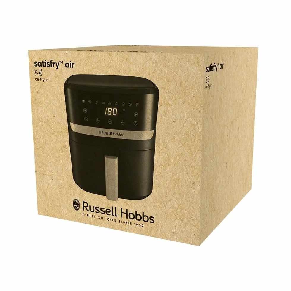 Russell Hobbs Frytkownica beztłuszczowa 5.5L [Kompaktowa, 9 funkcji] Satisfry (Części nadające się do mycia w zmywarce, Nieprzywierająca powłoka, Bez BPA, Ekran dotykowy, Smażenie bezolejowe) 27621-56