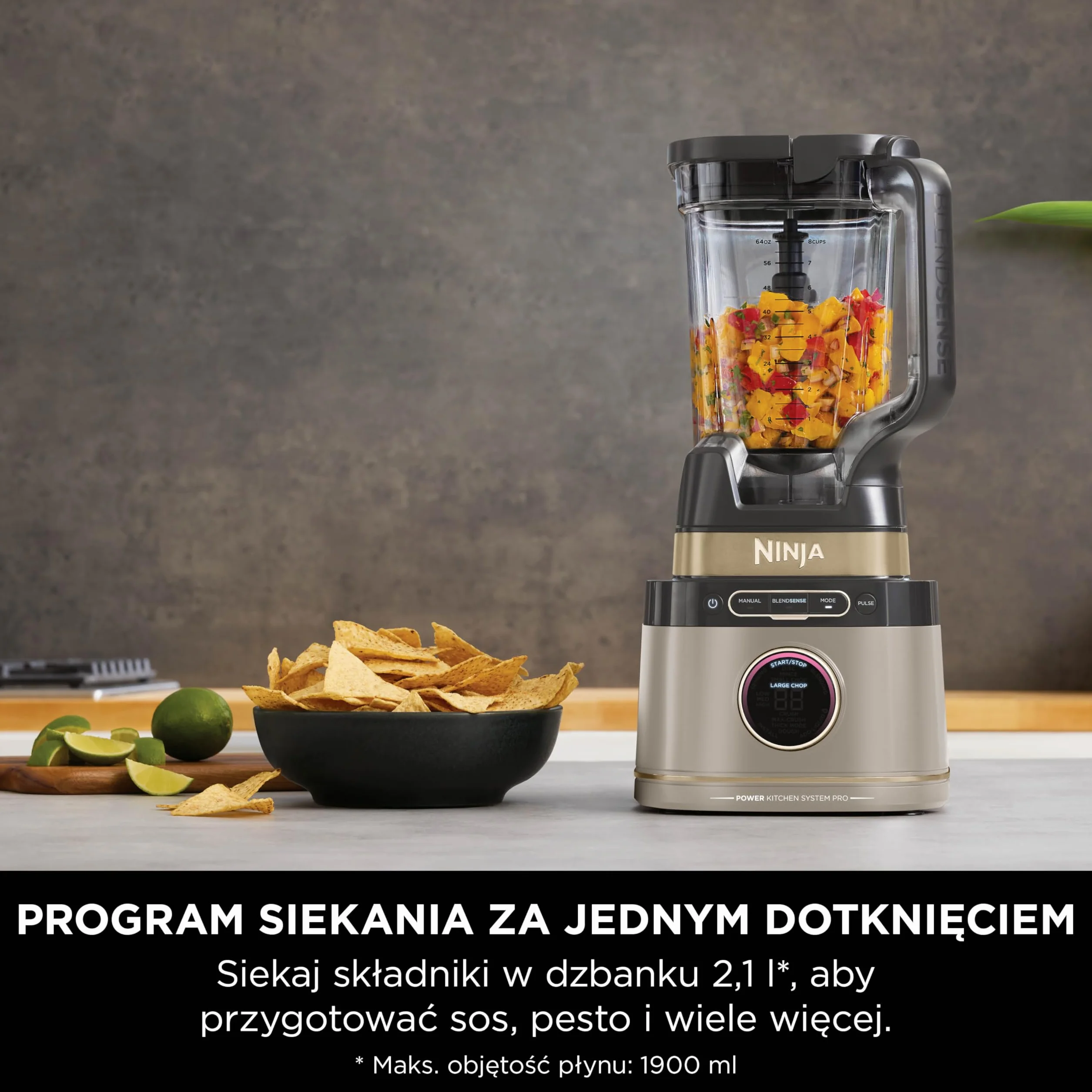 Ninja TB401EUSTGD 3-in-1 Detect Processor Pro Blender, robot kuchenny, ostrze do ciasta, kubki, dzbanek, złoty odcień kamienia