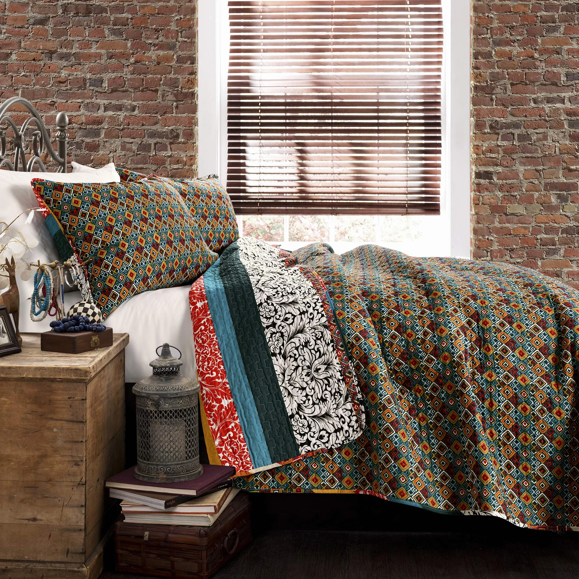 Lush Decor Zestaw pościeli boho bawełna turkus mandarynka 3-częściowy