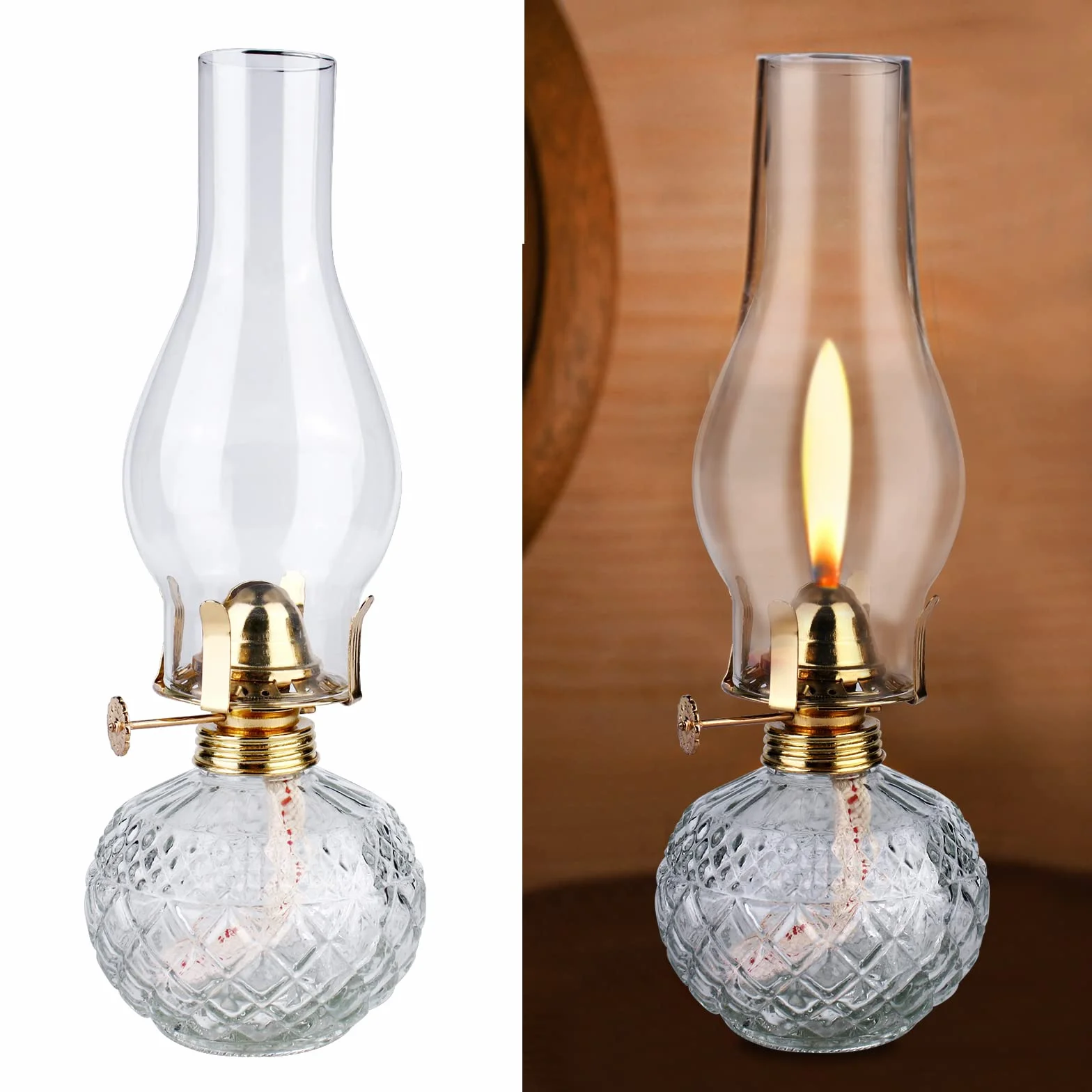 Vegena lampa naftowa do wnętrz - retro nostalgia, przezroczysta, regulowana jasność, wiatroszczelna, dekoracyjna lampa olejowa do salonu, jadalni, do użytku awaryjnego