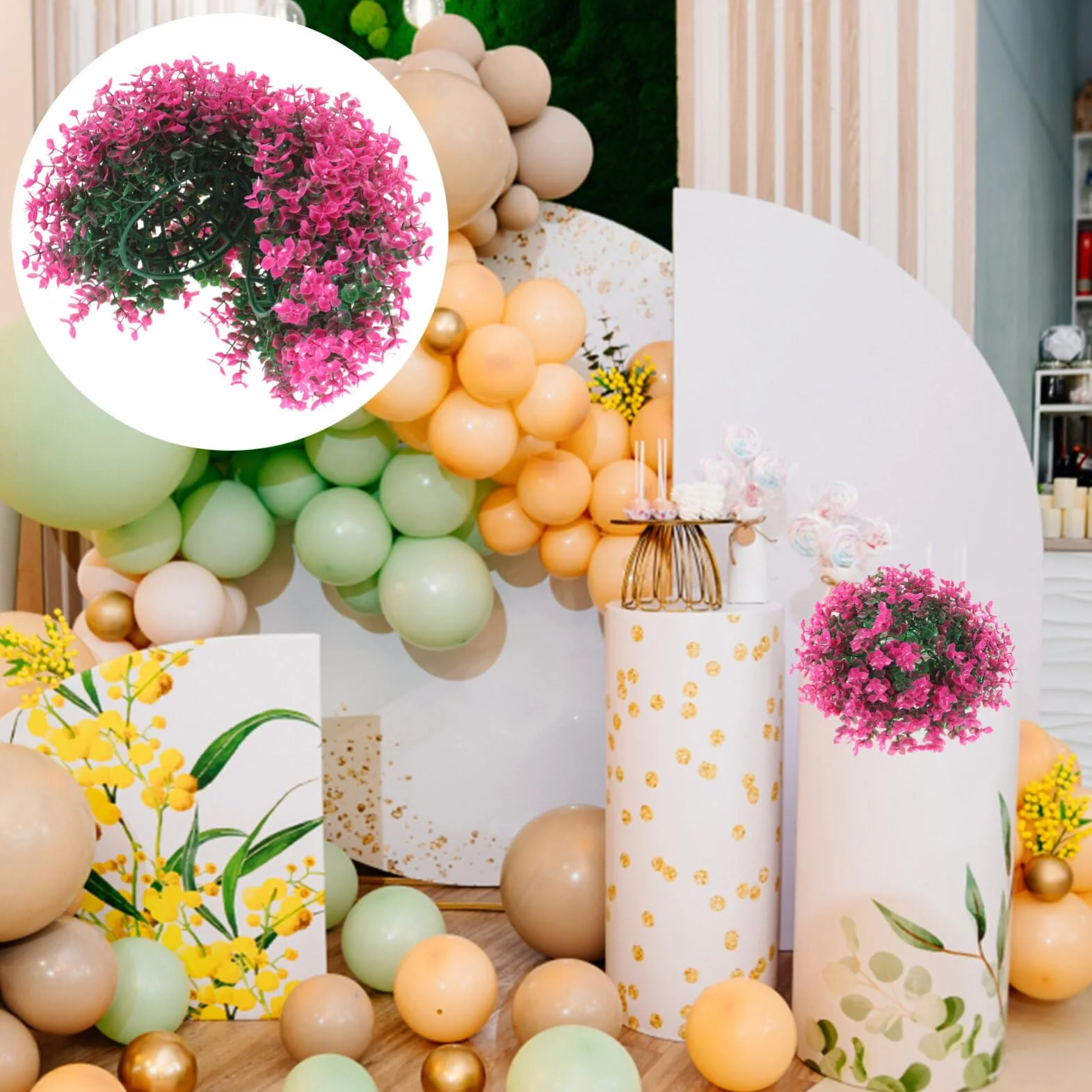 NUOBESTY Sztuczna Kulka Topiary Zielona Plastikowa Fioletowa Lawenda