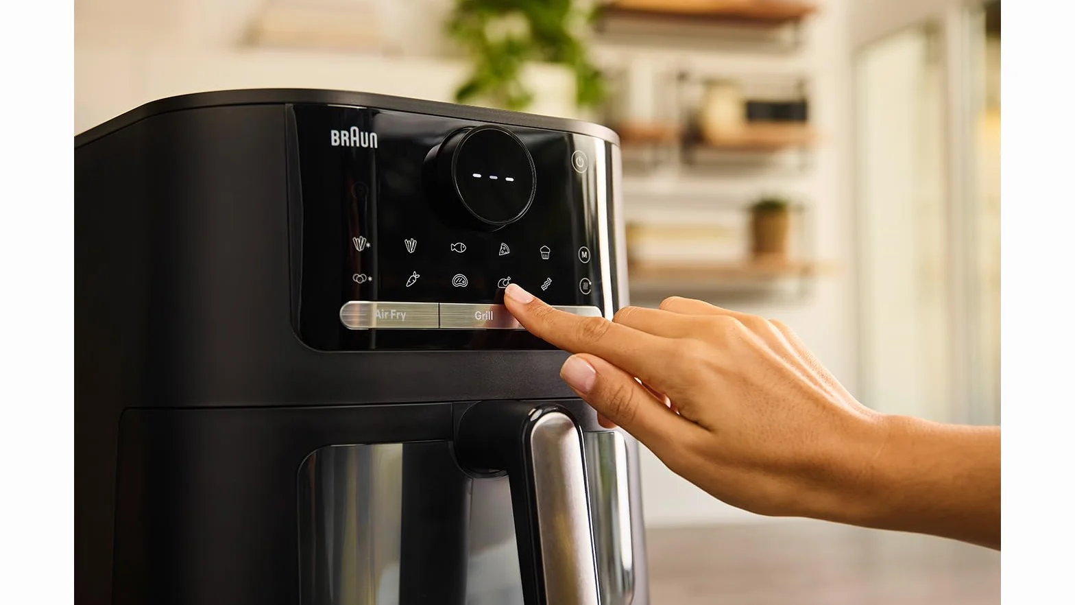 Braun MultiFry 5 HF5073IBK, frytkownica na gorące powietrze 3 w 1, 6 l Airfryer, 80-220°, 20 programów, nadaje się do mycia w zmywarce, obsługa dotykowa, technologia RealOven, 2000 W, kolor czarny