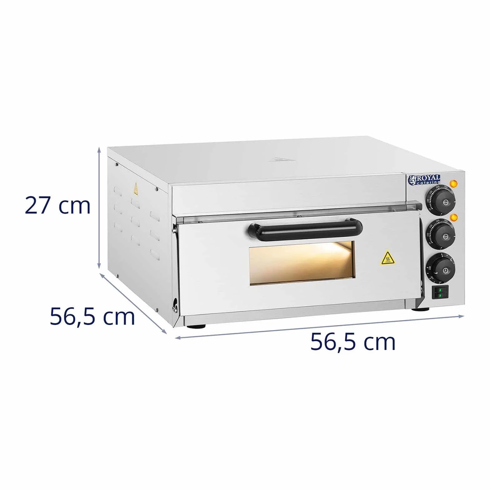Royal Catering RCPO-2000-1PE piec do pizzy elektryczny 2000 W, 1 komora, piecyk do pizzy, piecyk szamotowy, dno szamotowe