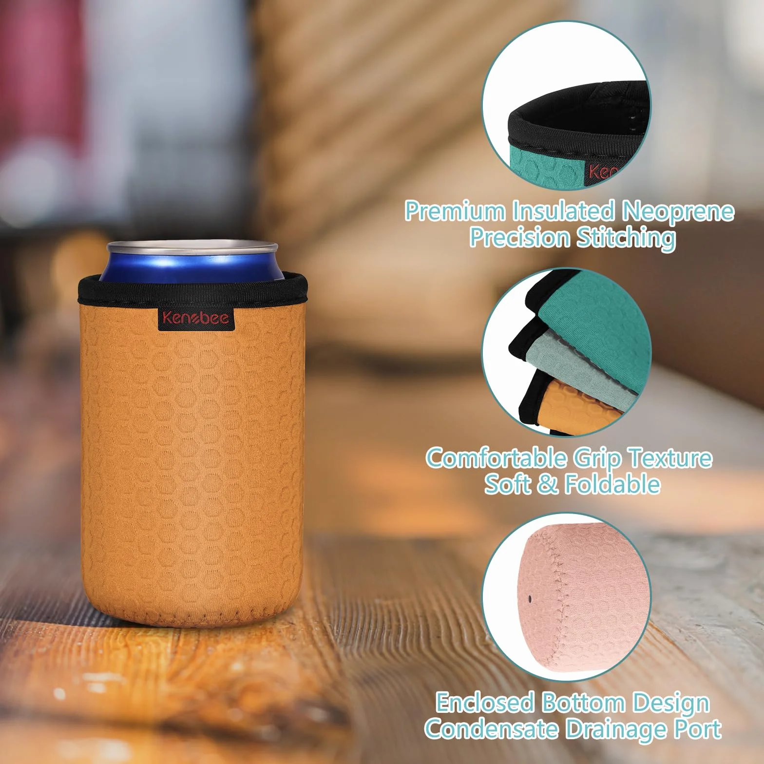 6x 12oz pojemniki chłodzące do puszek, izolowane, wielokrotnego użytku, antypoślizgowe, neoprenowe, uchwyty na napoje, etui na puszki piwa (355 ml, 6 kolorów), miętowa zieleń/szaro-zielona