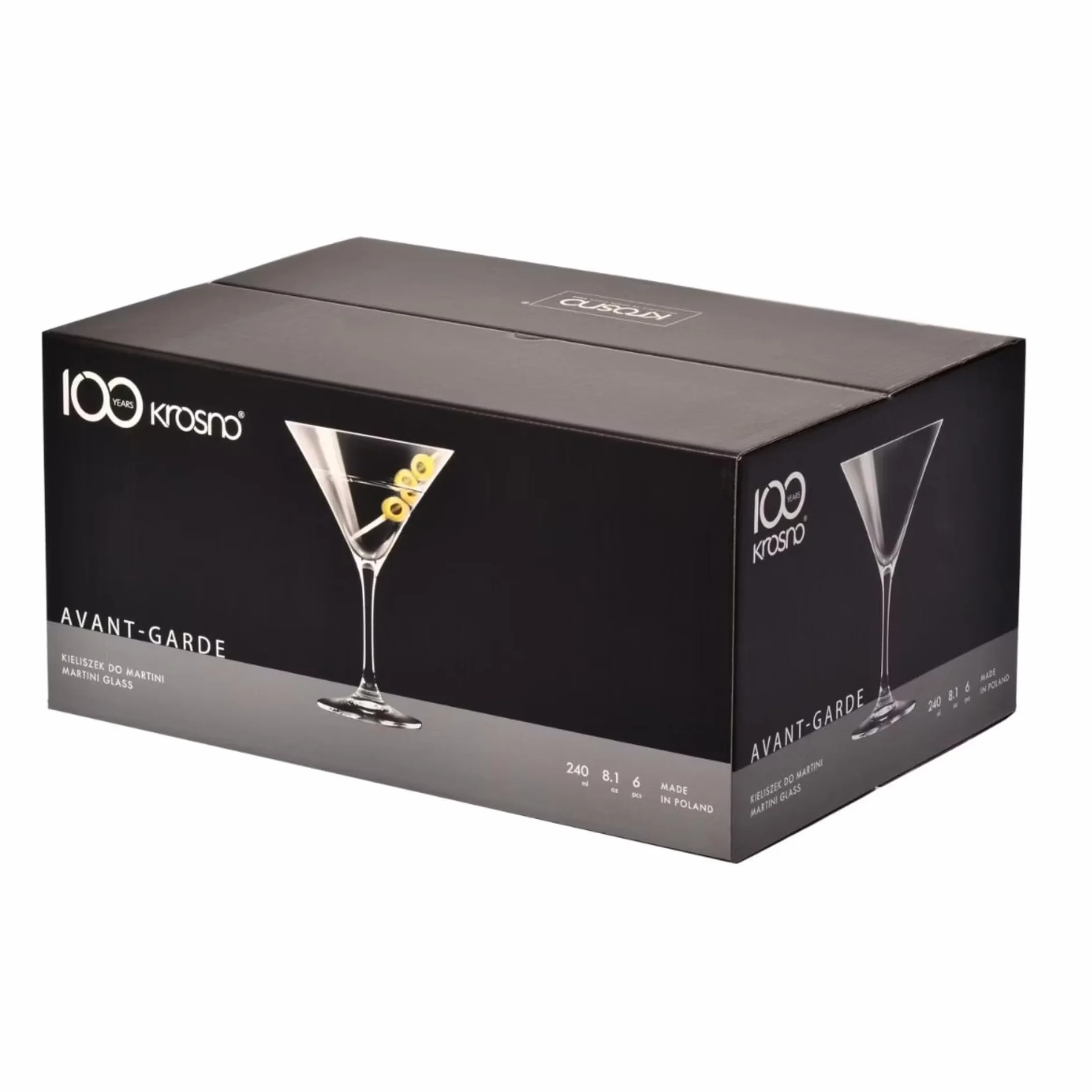 KROSNO Kieliszki do Martini i Innych Koktajli | Zestaw 6 Kieliszków | 240 Ml | Kolekcja Avant Garde | Idealne do Domu, Restauracji i na Przyjęcia | Można Myć w Zmywarce