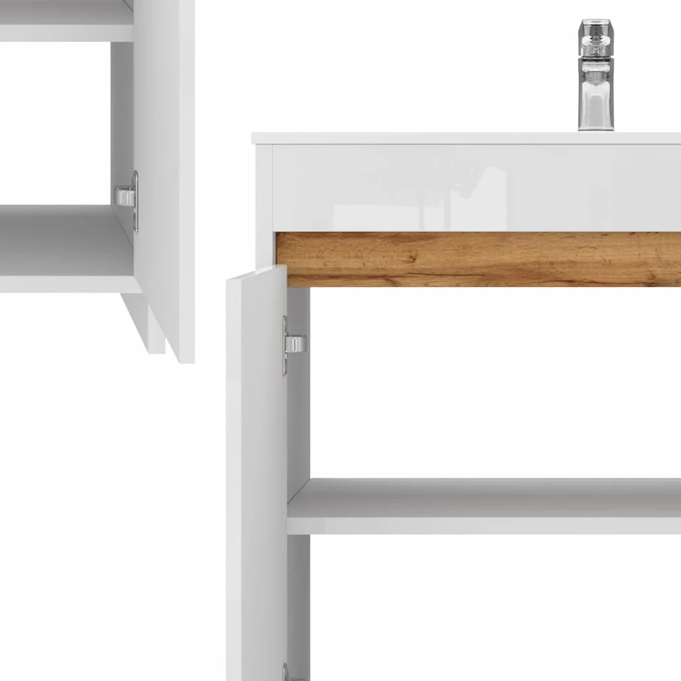 Vicco Zestaw mebli łazienkowych "Lemgo", Biały wysoki połysk, 79.8 cm