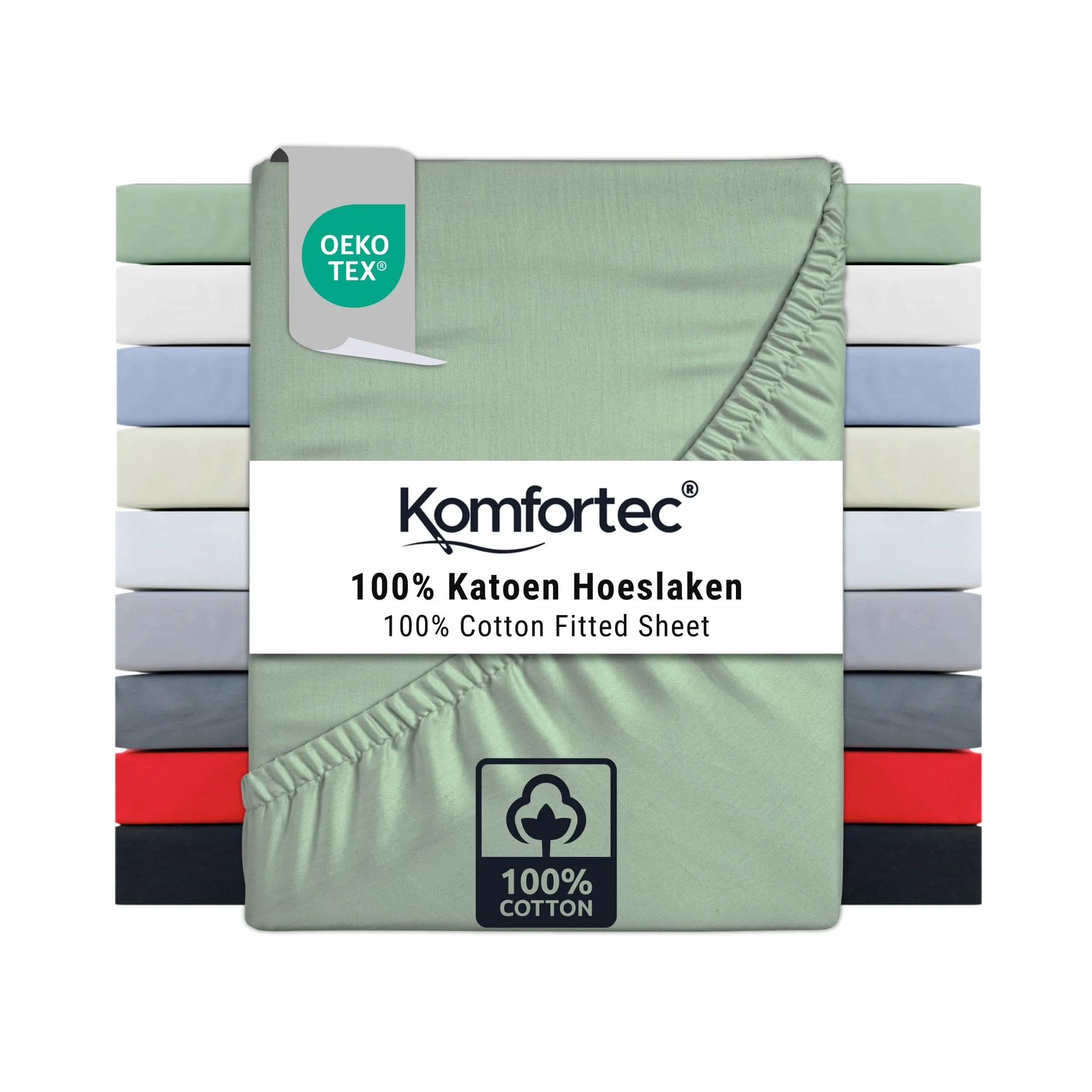 Komfortec Prześcieradło z gumką z dżerseju, 100% bawełny, 160 x 200 cm, 135 g/m², miękkie, oddychające i przyjazne dla skóry, z gumką dookoła – certyfikat Oeko-Tex – do treningu bokserskiego, toppera