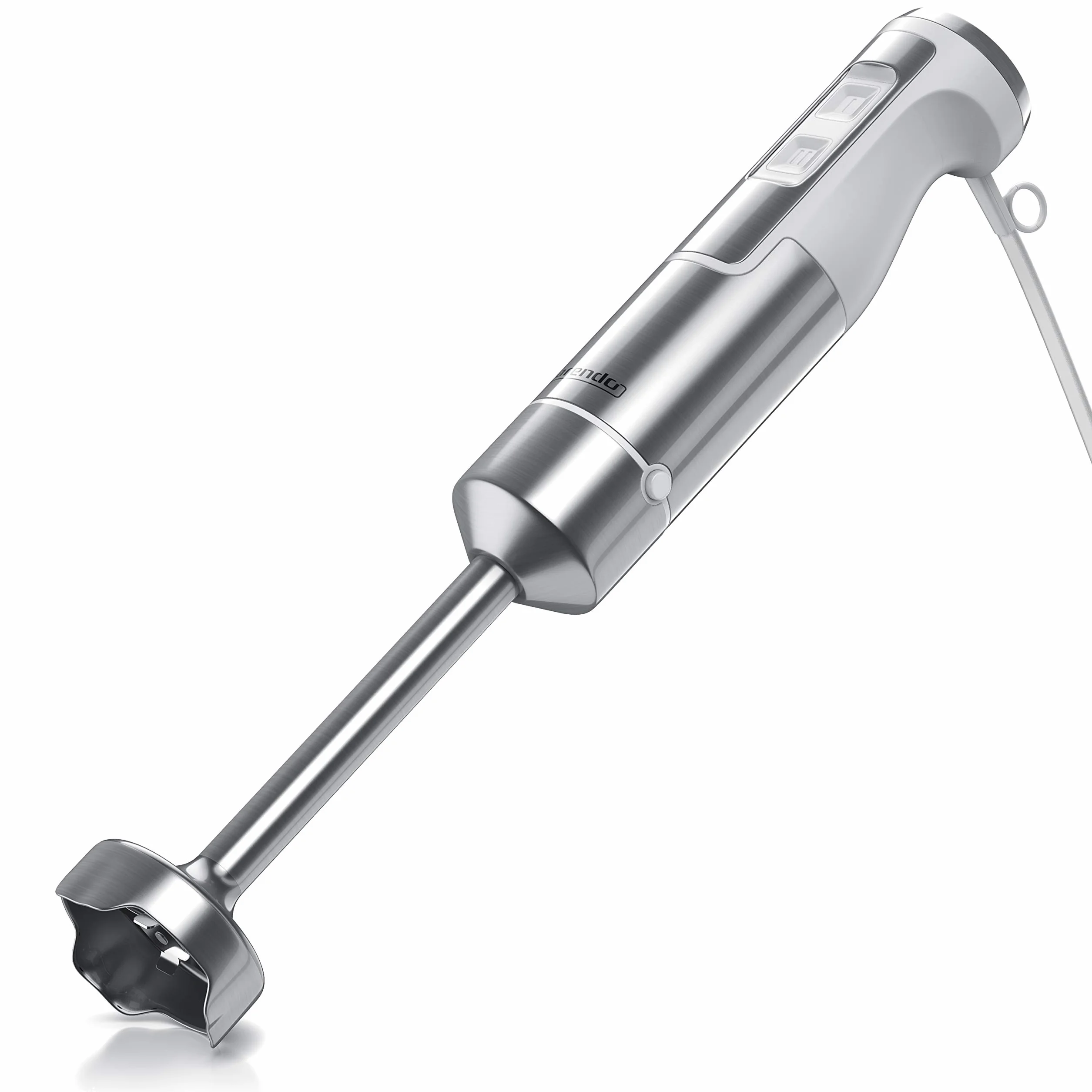 Arendo - Blender ręczny 1000 W - blender ze stali nierdzewnej - blender - czterolistny nóż - bezstopniowa regulacja prędkości - przycisk turbo - mocny silnik 1000 W - GS - z miarką - biały