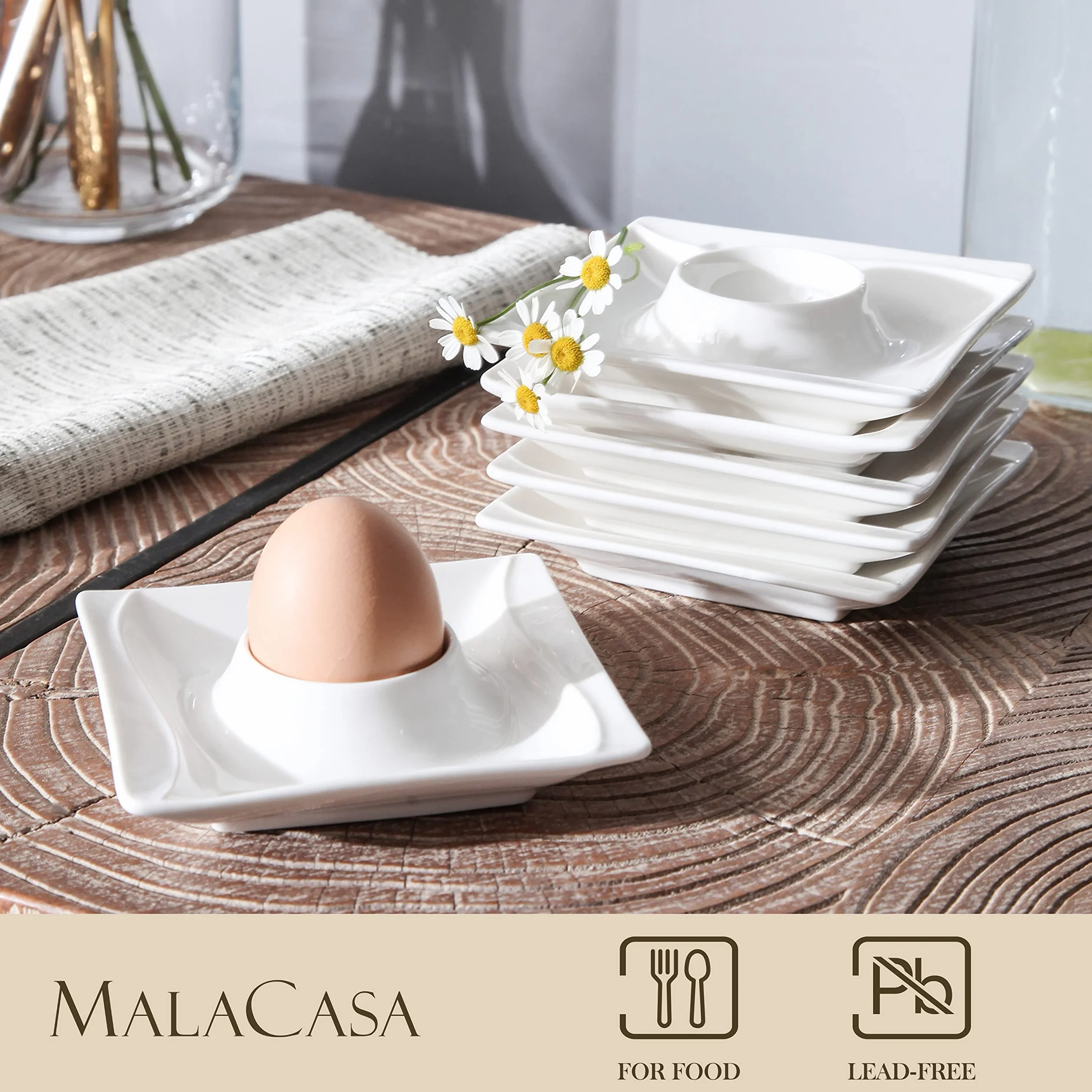 MALACASA Flora Podstawka do jajek chińska porcelana 11,5 cm 6 szt.