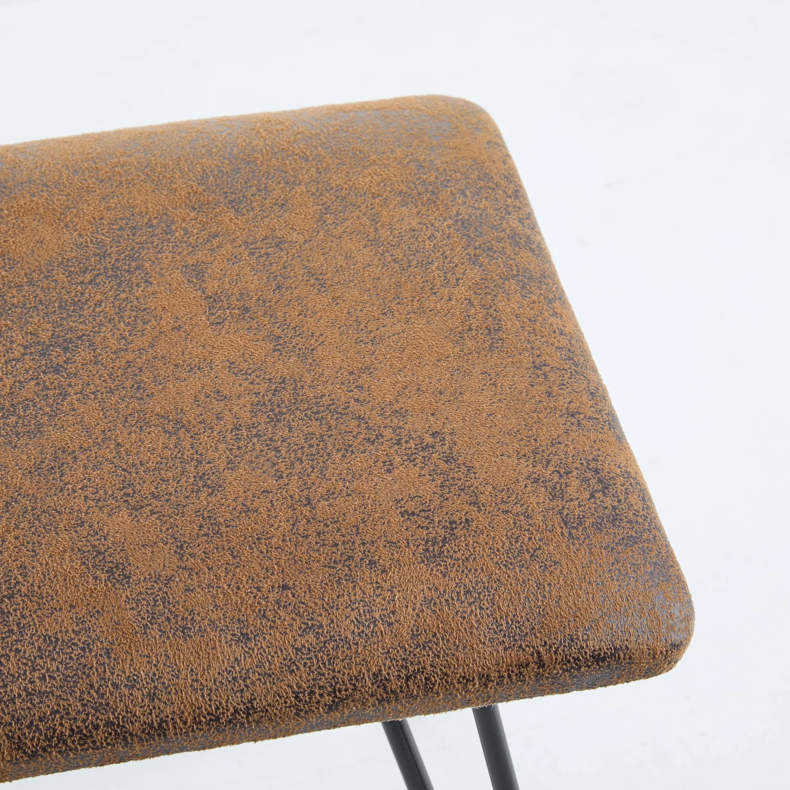 Balama Otoman podnóżek rustykalny 40 x 30 x 35 cm, brązowy w stylu vintage, metalowe nogi, wyściełane siedzisko, wodoodporne obicie z materiału, regulowane ślizgacze
