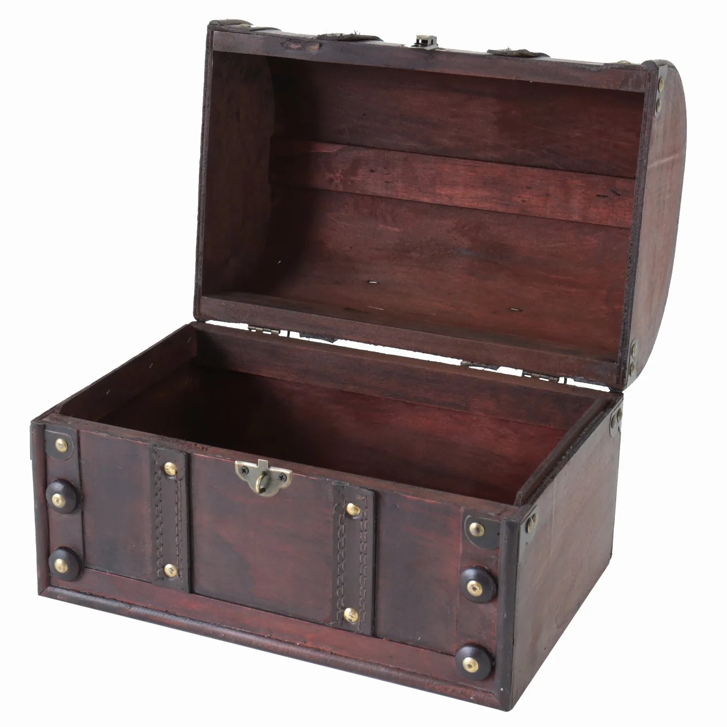 HMF 6404-130 Drewniana skrzynia na skarby z zamkiem, 30 x 20 x 22 cm, mała, Włochy