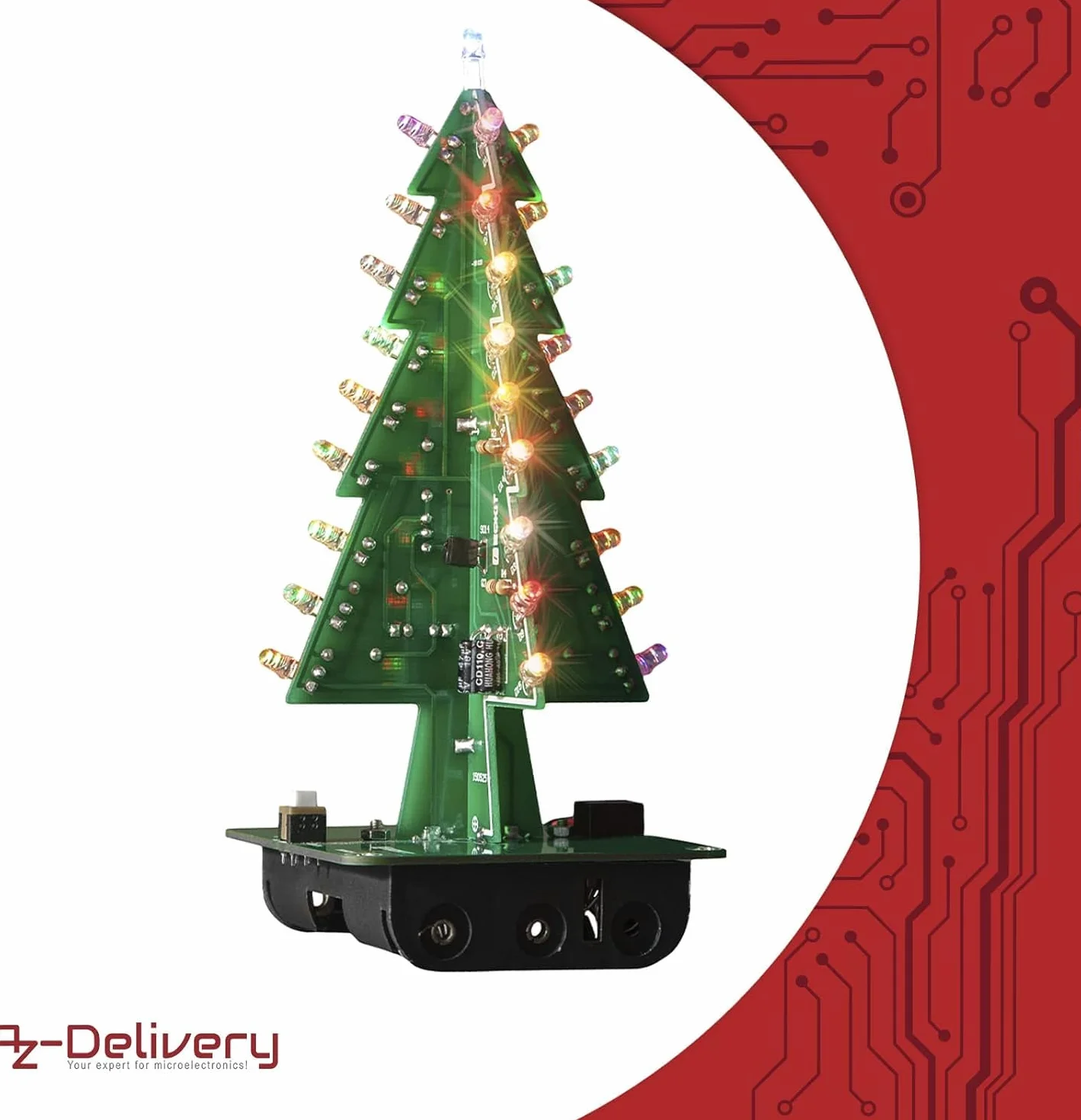 AZDelivery Zestaw choinkowy LED DIY do samodzielnego lutowania, w tym e-book!
