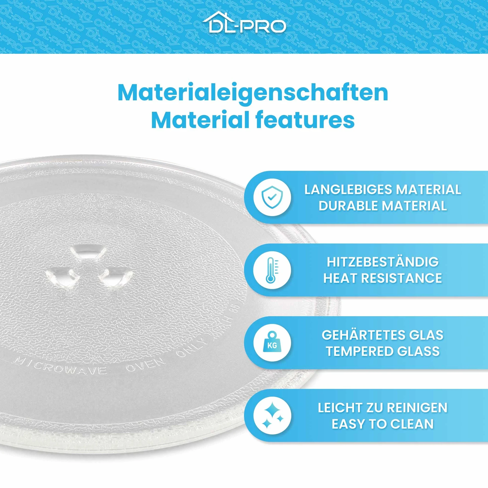 DL-pro Talerz obrotowy, szklany talerz obrotowy o średnicy 255 mm (25,5 cm), część zamienna do kuchenki mikrofalowej