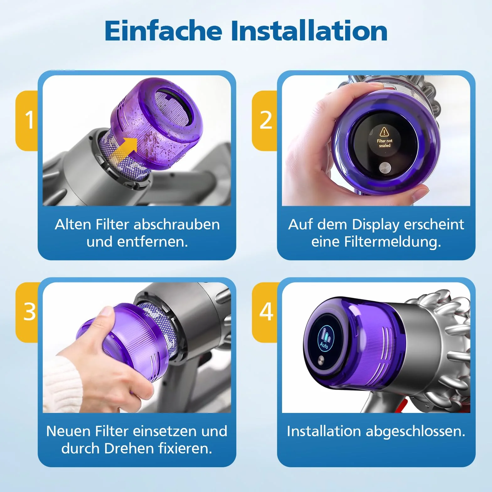 Filtr do Dyson V11, 3 sztuki zamiennych filtrów do odkurzacza akumulatorowego Dyson V11 Animal/Absolute/Torque Drive/Fluffy/Extra/Complete Pro/ V15 Detect/ SV14 SV17 SV22 odkurzacz akumulatorowy
