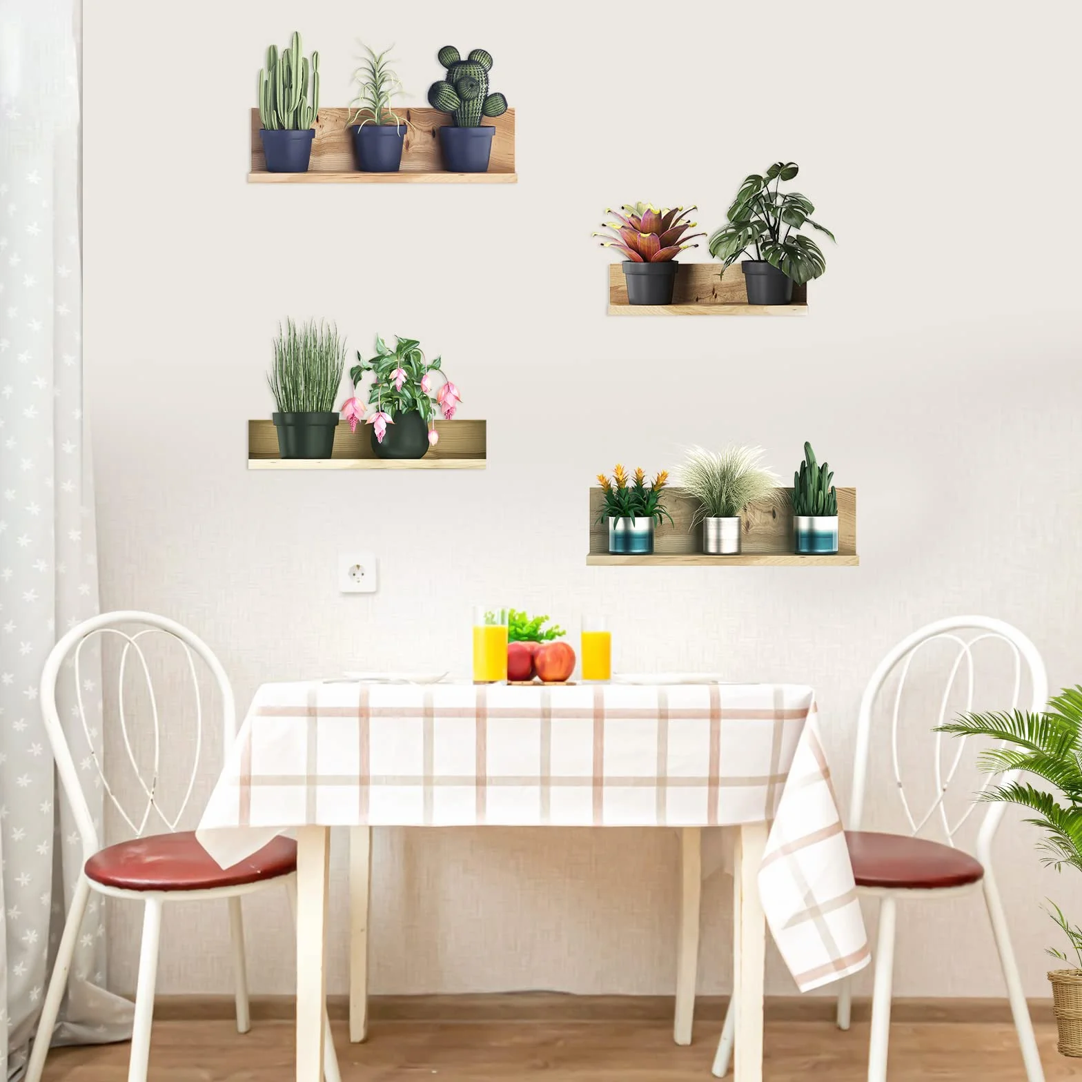 Tatuaż ścienny 3D z zieloną rośliną, 6 sztuk, tatuaż ścienny do salonu, PCW, zielone liście, naklejki ścienne, kwiaty, roślina doniczkowa, naklejki ścienne do kuchni, biura, dekoracja ścienna