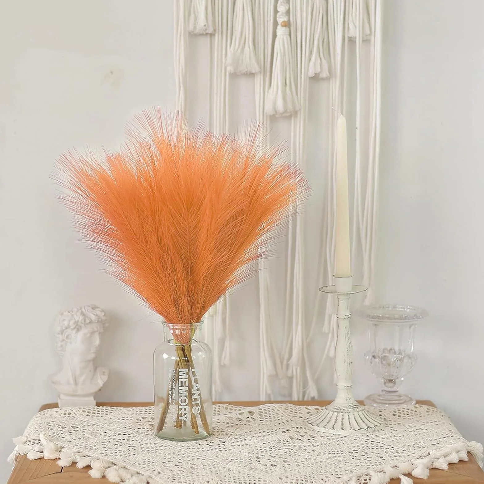 30 sztuk trawy pampasowej, pomarańczowa, 55 cm, sztuczna trawa pampasowa, dekoracja salonu, puszysta sztuczna trawa pampasowa, boho, do domu, kuchni, na wesele