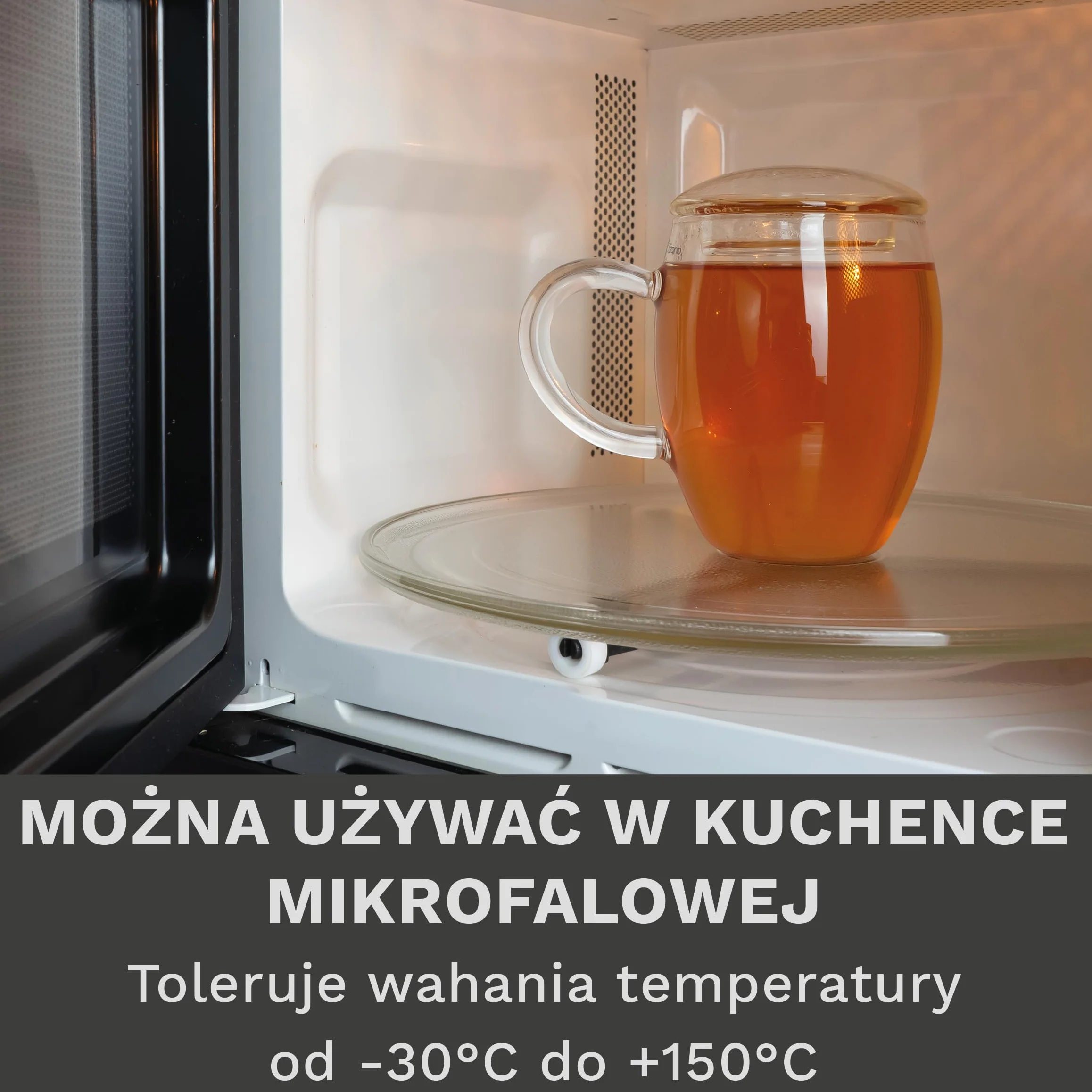 Creano Szklanka do herbaty All in one, duża filiżanka do herbaty z sitkiem i pokrywką ze szkła, 400 ml, idealny zaparzacz do herbaty