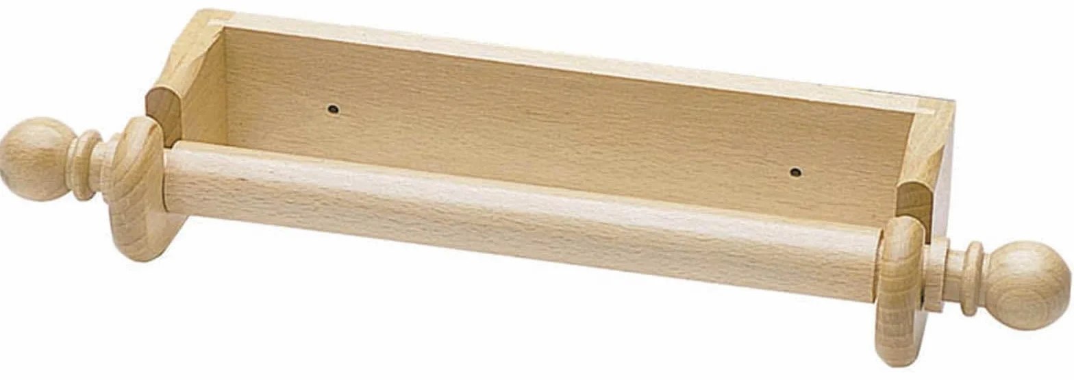 KitchenCraft Ścienny Uchwyt na Papierowe Ręczniki, Rolki do 25 cm, Drewniany, 29 cm - Kolor Brązowy