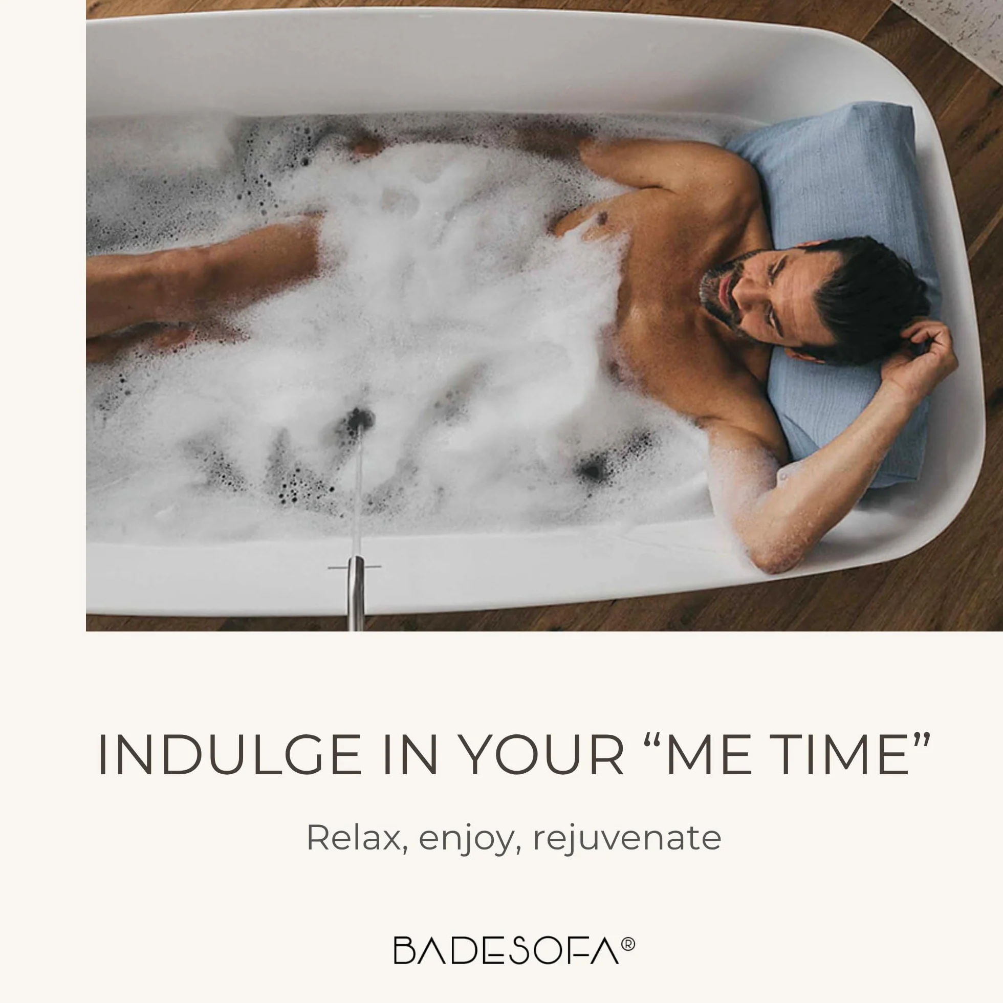 BADESOFA® Poduszka do wanny w rozmiarze M, bardzo wygodna poduszka do wanny, szybkoschnąca, wyprodukowano w UE, poduszka do wanny nadająca się do prania, poduszka do kąpieli z masy perłowej, akcesoria do szerokich, prostokątnych wanien