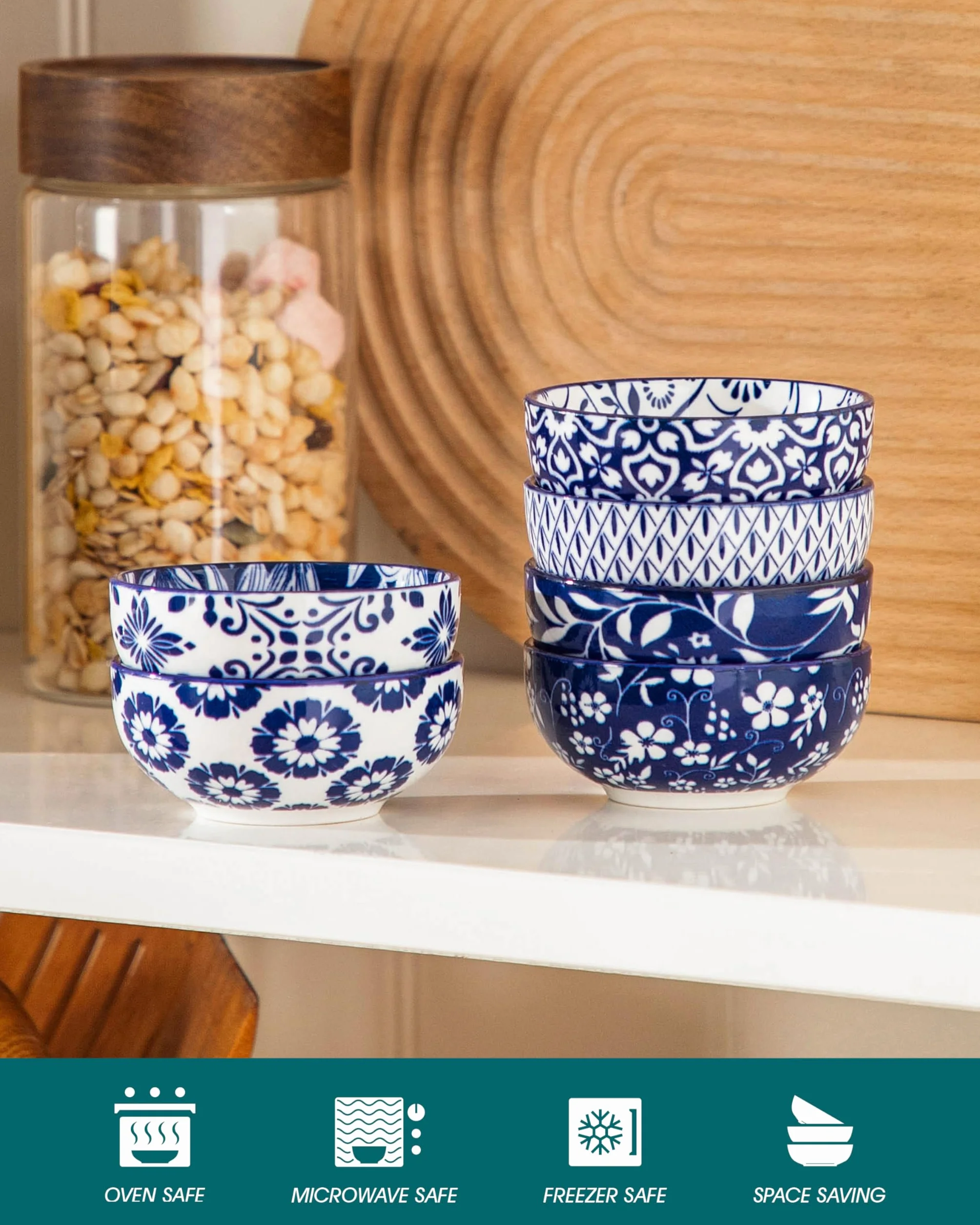 vancasso Selene ceramiczne miski do maczania, zestaw 6 sztuk, 80 ml, do serwowania sosów, mini miseczek do serwowania przystawek do sosu sojowego, sushi, przypraw i przystawek, nadają się do kuchenki