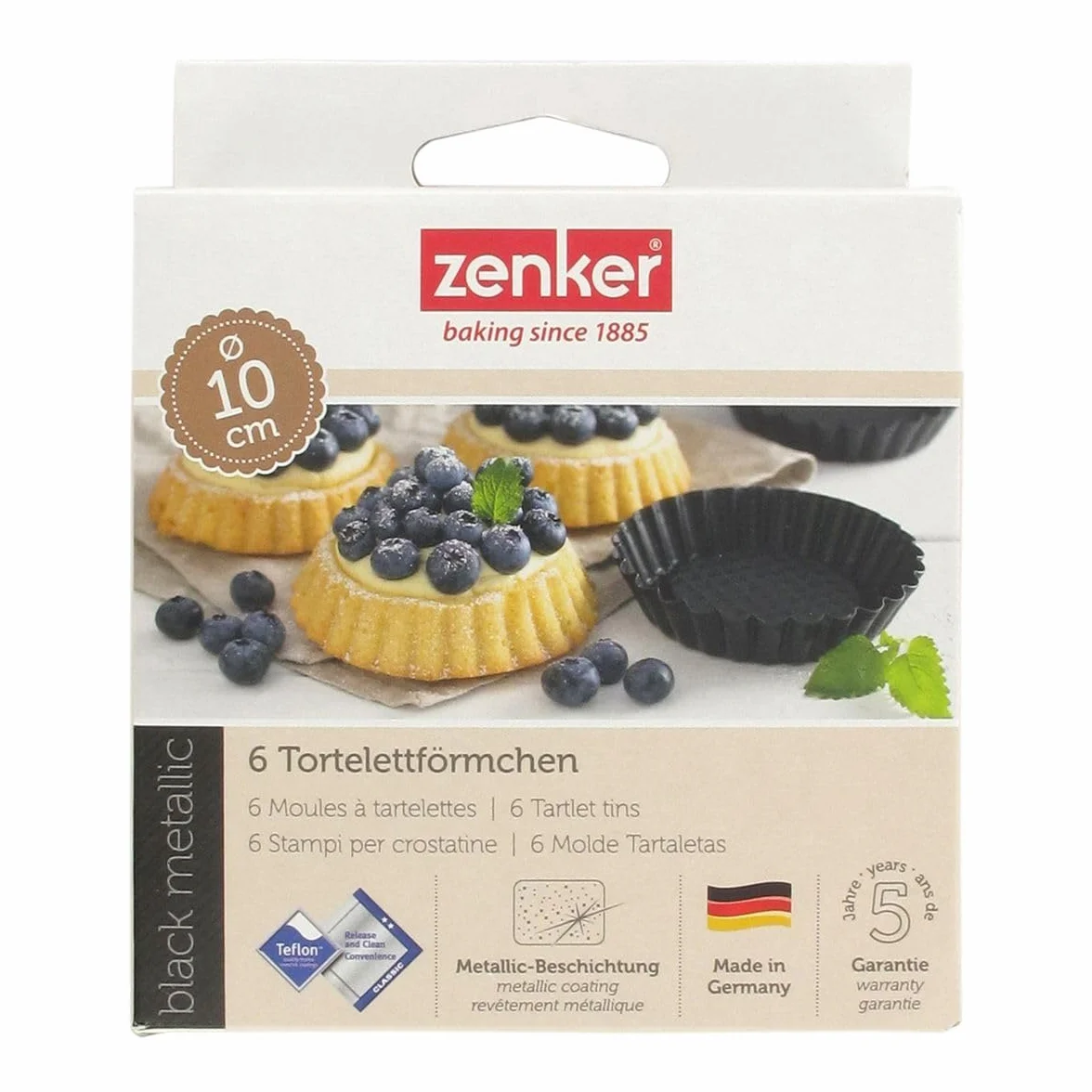 Zenker Mini foremki do tarty, stal nierdzewna, czarne/metaliczne, średnica 10,5 cm, zestaw 6 szt