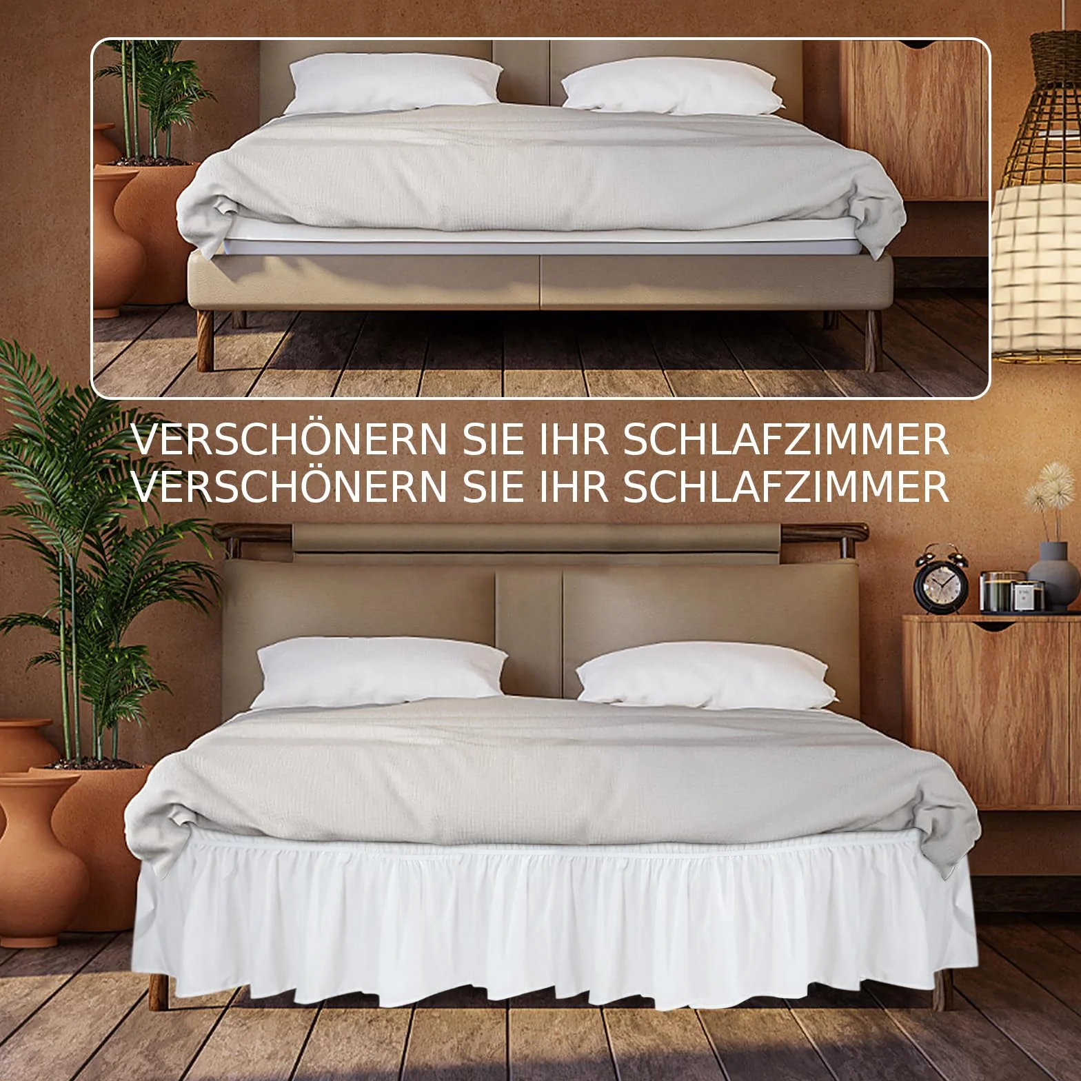 Spódnica na łóżko z falbankami, poszewka na materac 150x200 cm, pościel z falbankami z podwójnym gumowym paskiem, gładka spódnica na łóżko, elastyczna owijająca spódniczka na łóżko na wysokość 40 cm