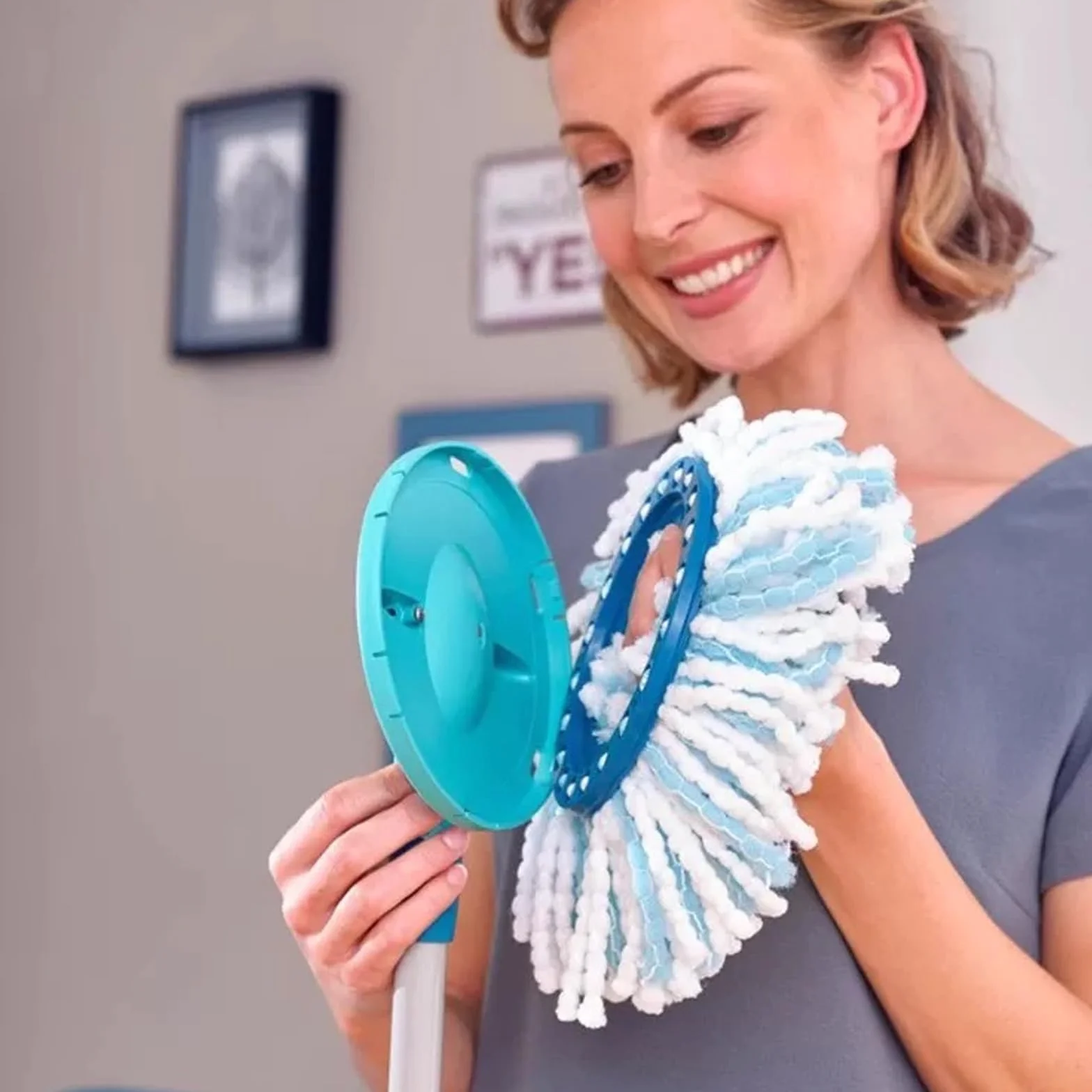 4 sztuki Wymienna Głowica do Mopa z Mikrofibry, Pasuje do Clean Twist Disc – Kompatybilna z Modelami Leifheit, Nakładka Mopowa Wielokrotnego Użytku, Części Zamienne do Mopów Podłogowych