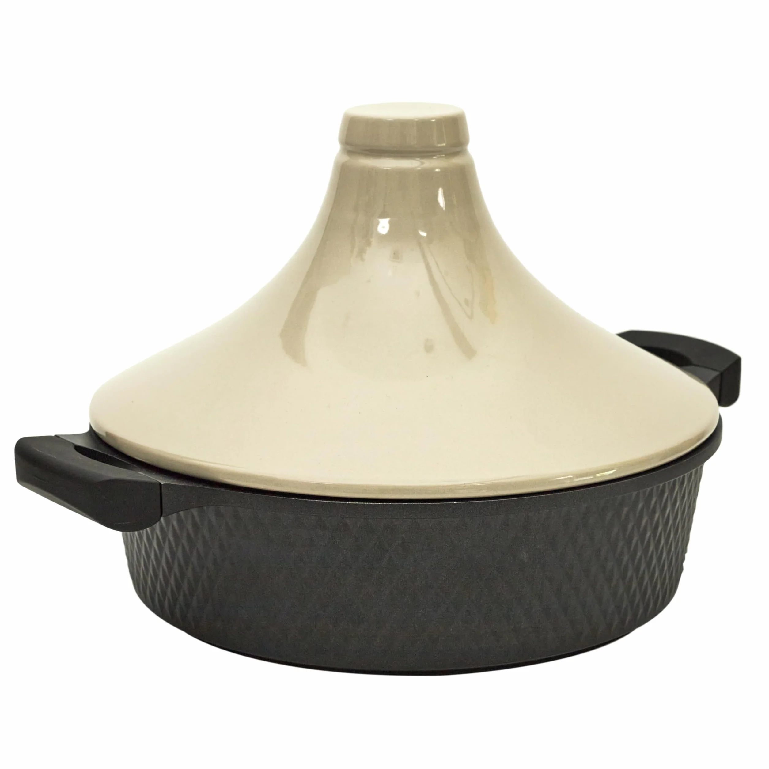 COOK CONCEPT - KC25801 - Tajine indukcyjny okrągły odlew aluminiowy Vitro-Ceramic - Powłoka nieprzywierająca czarny/beżowy