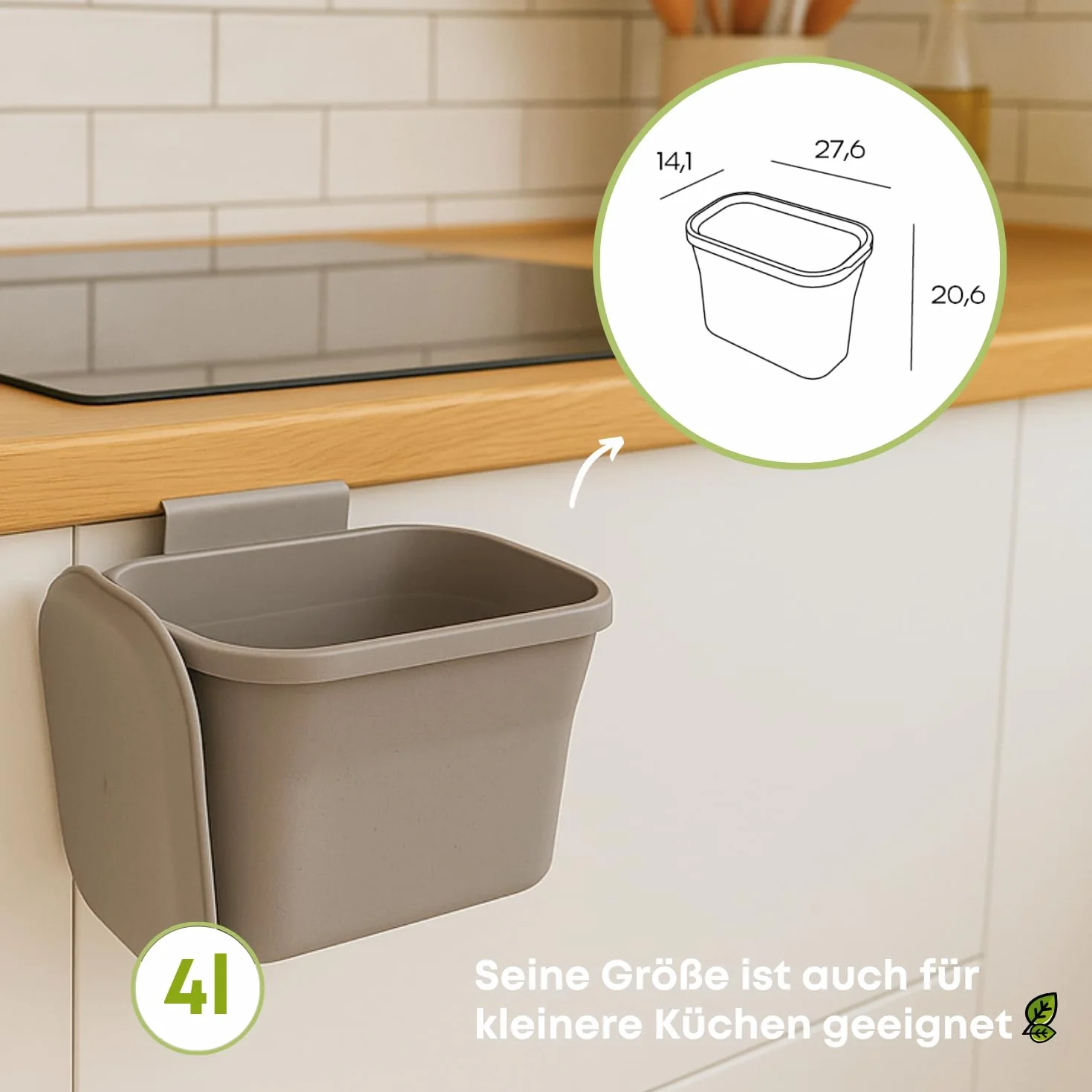 Plastia Urbalive Design wiszący kosz na odpady organiczne kuchnia (taupe)