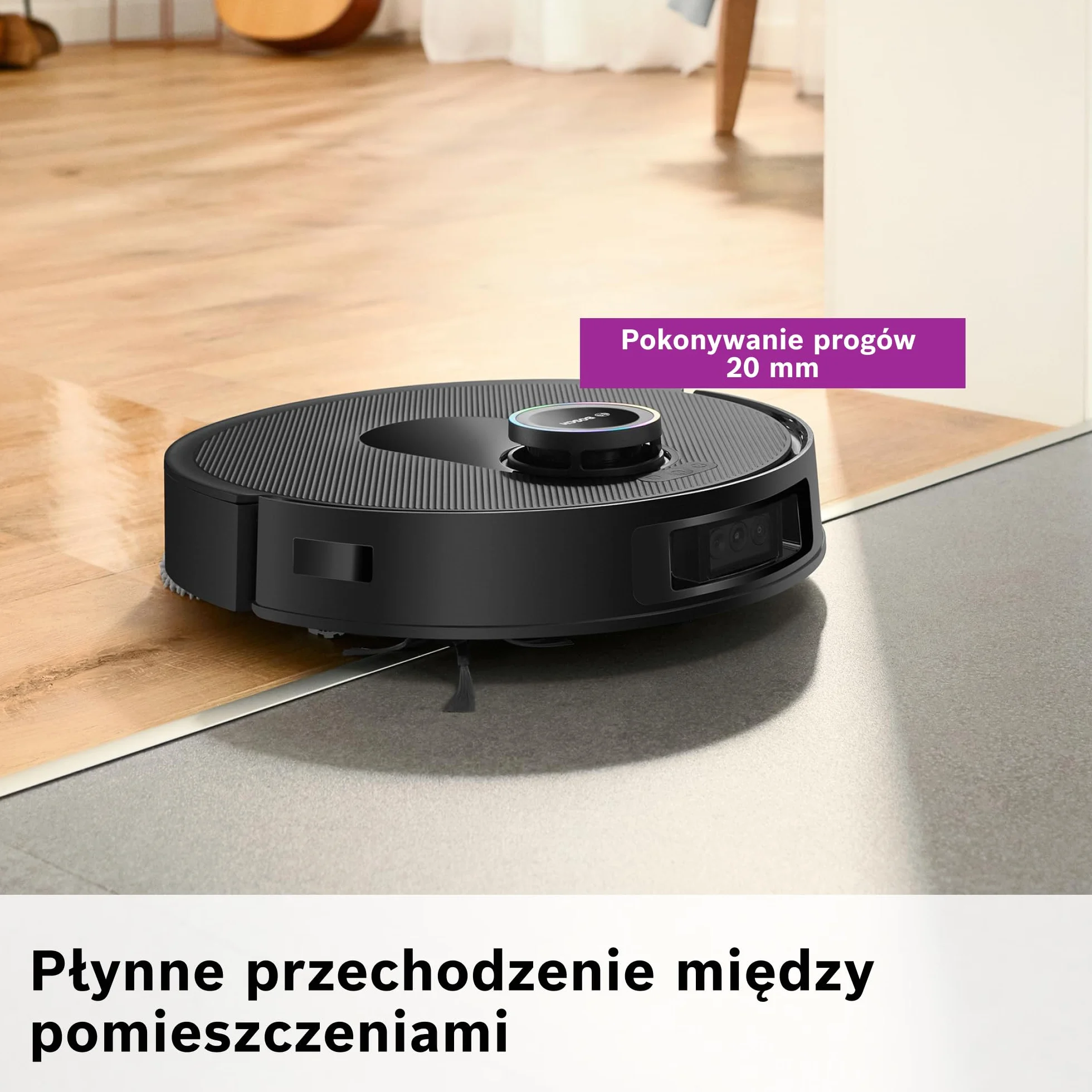 Bosch Spotless Max Cam Robot sprzątający, moc ssania 11000Pa, stacja czyszcząca, Smart Vision, Home Connect, czarny