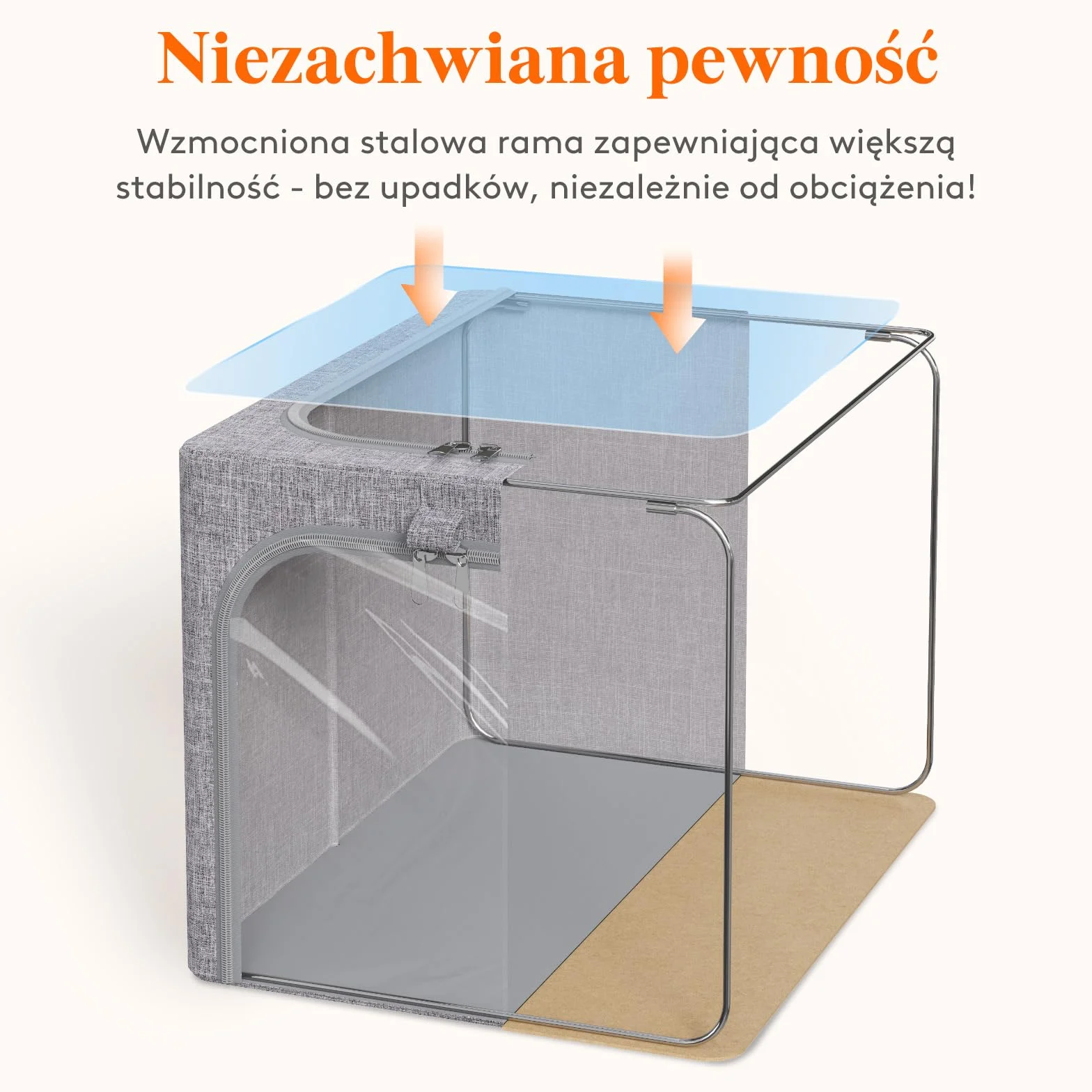 Lifewit 4 pojemników do przechowywania z metalową ramą, składane pojemniki do przechowywania, 40-litrowe torby do przechowywania z przezroczystym okienkiem＆ zamki błyskawiczne, solidne uchwyty