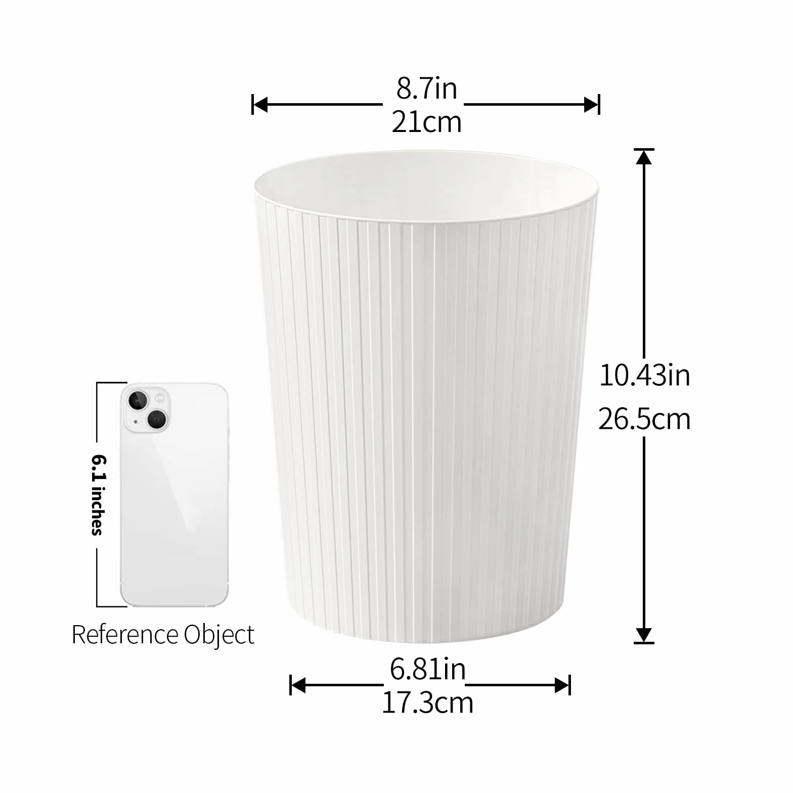 Cetomo Zestaw 7,2 l x 6, kosz na śmieci, kosz na odpady, kosz na papier, kosz na śmieci do łazienek, kuchni, biura domowego, pokoi w akademiku, biały