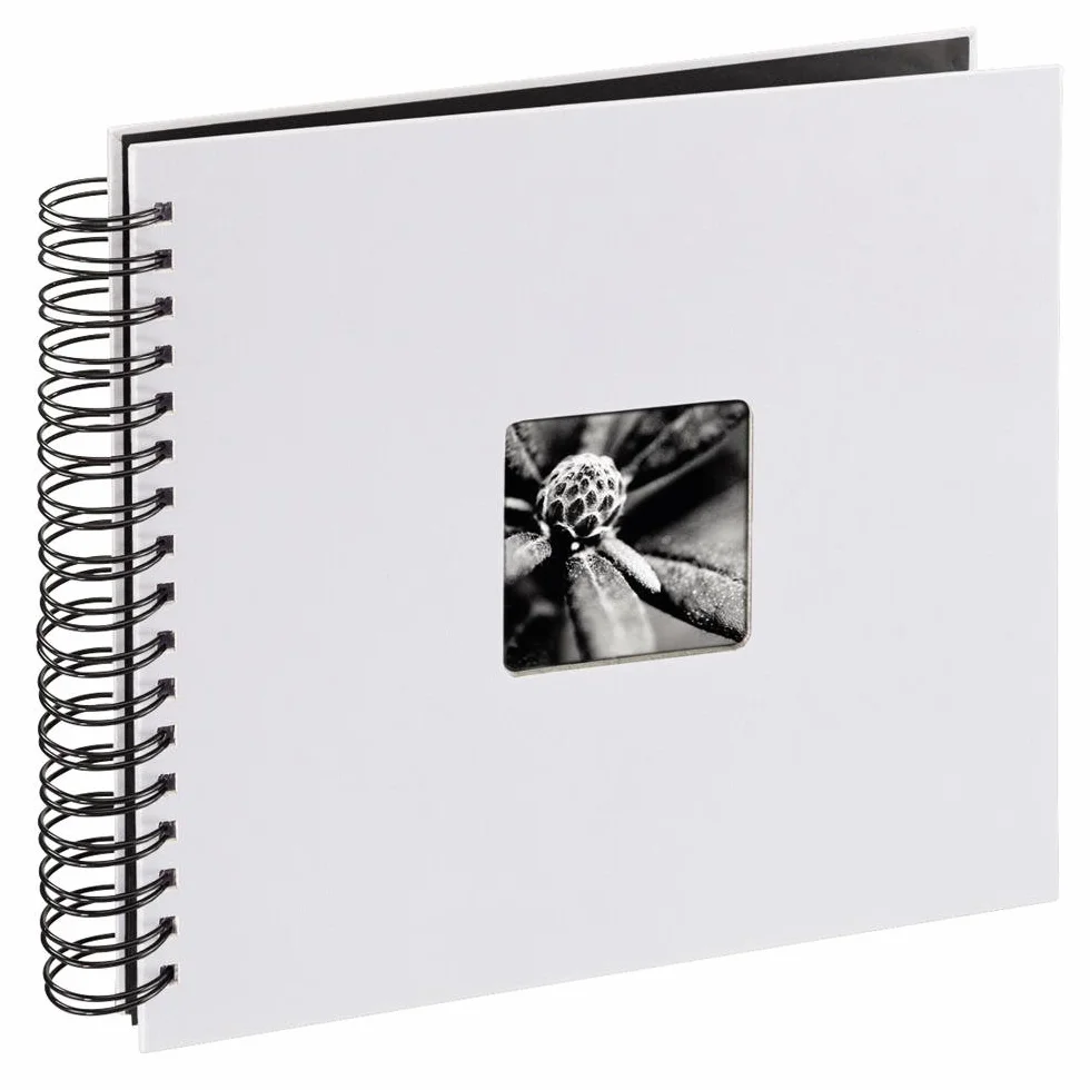 Hama Spiralny album fotograficzny "Fine Art" (na wklejki, czarne kartki, pergaminowe przekładki, 50 stron, maks. 100 zdjęć 10x15 cm, rozmiar albumu 28x24 cm) biały