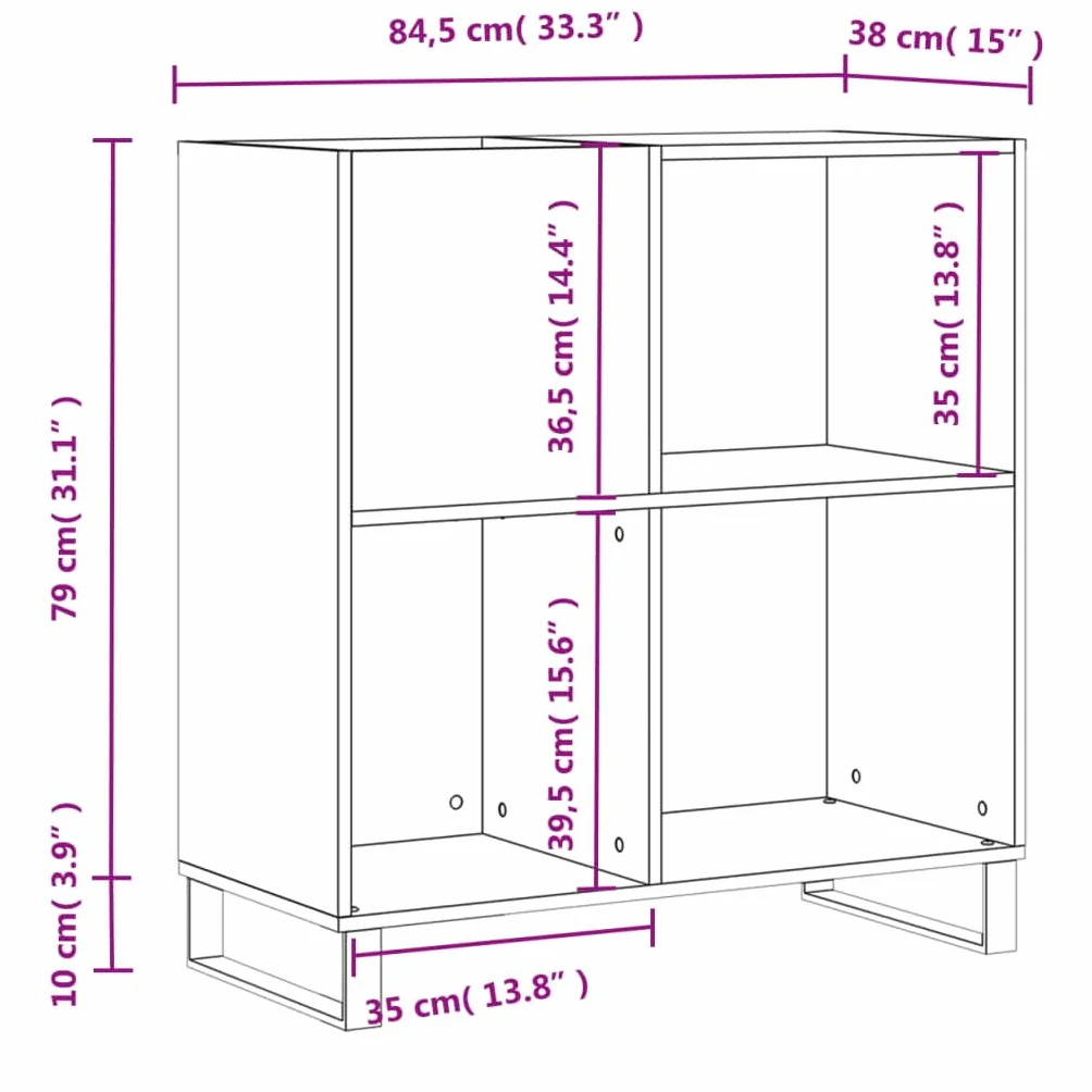 vidaXL Szafka na płyty, biała, 84,5x38x89 cm, materiał drewnopochodny, szafka na winyle, szafka RTV, szafka pod TV, szafka na płyty winylowe