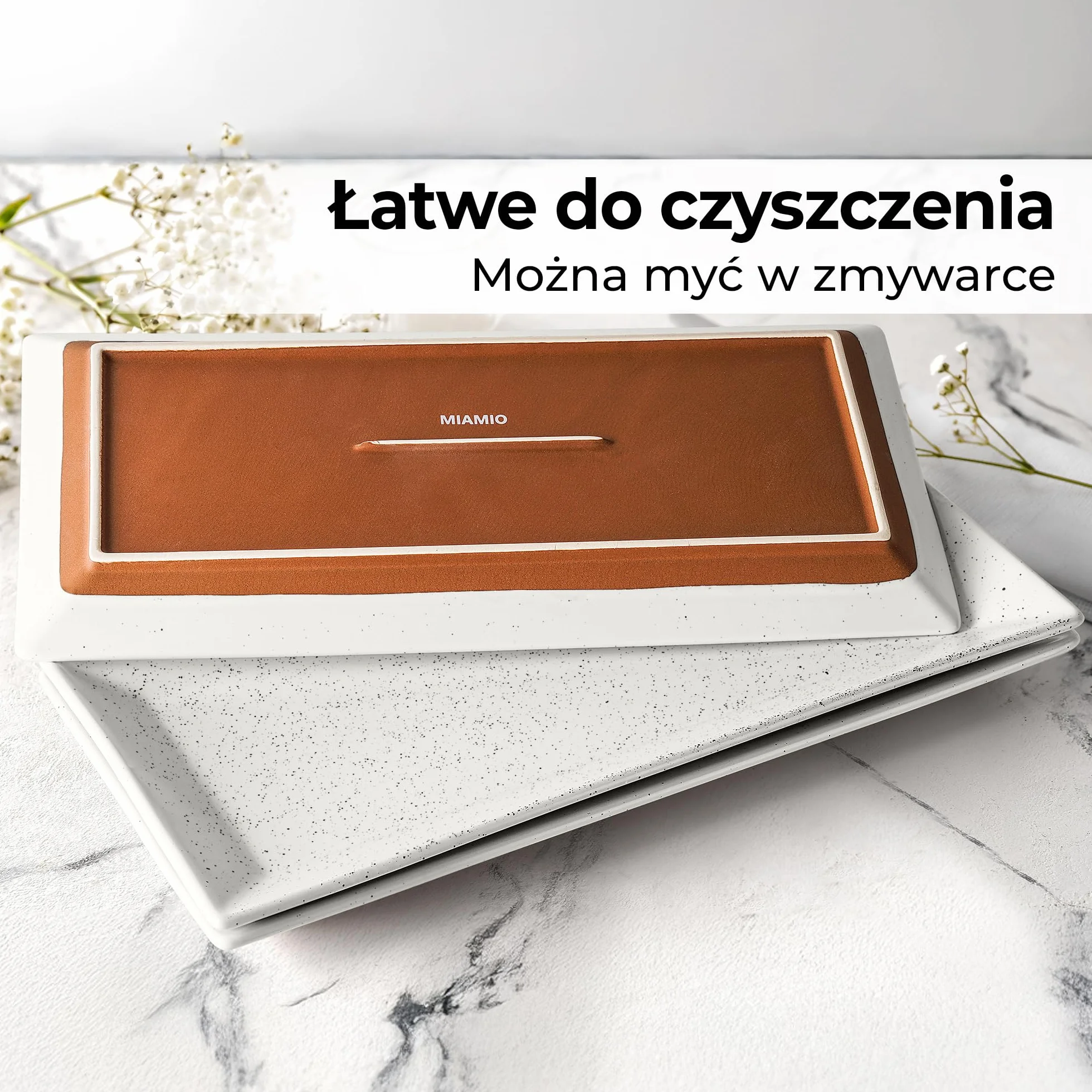 MIAMIO - Zestaw Ceramiki do Serwowania, 3 Duże Prostokątne Półmiski/Tace do Serwowania na Święto Dziękczynienia, Indyka i Boże Narodzenie - Tace bezpieczne w mikrofali (34.5 x 17 cm)