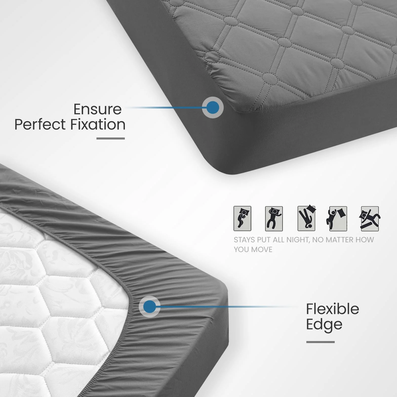 Ystyle Wodoszczelny Ochraniacz na Materac 90x200 CM, Hipoalergiczny Ochrona przed Roztoczami Można Prać Poszewka na Materac, Elastyczna Gumka na Całym Obwodzie do 30 CM, Szary