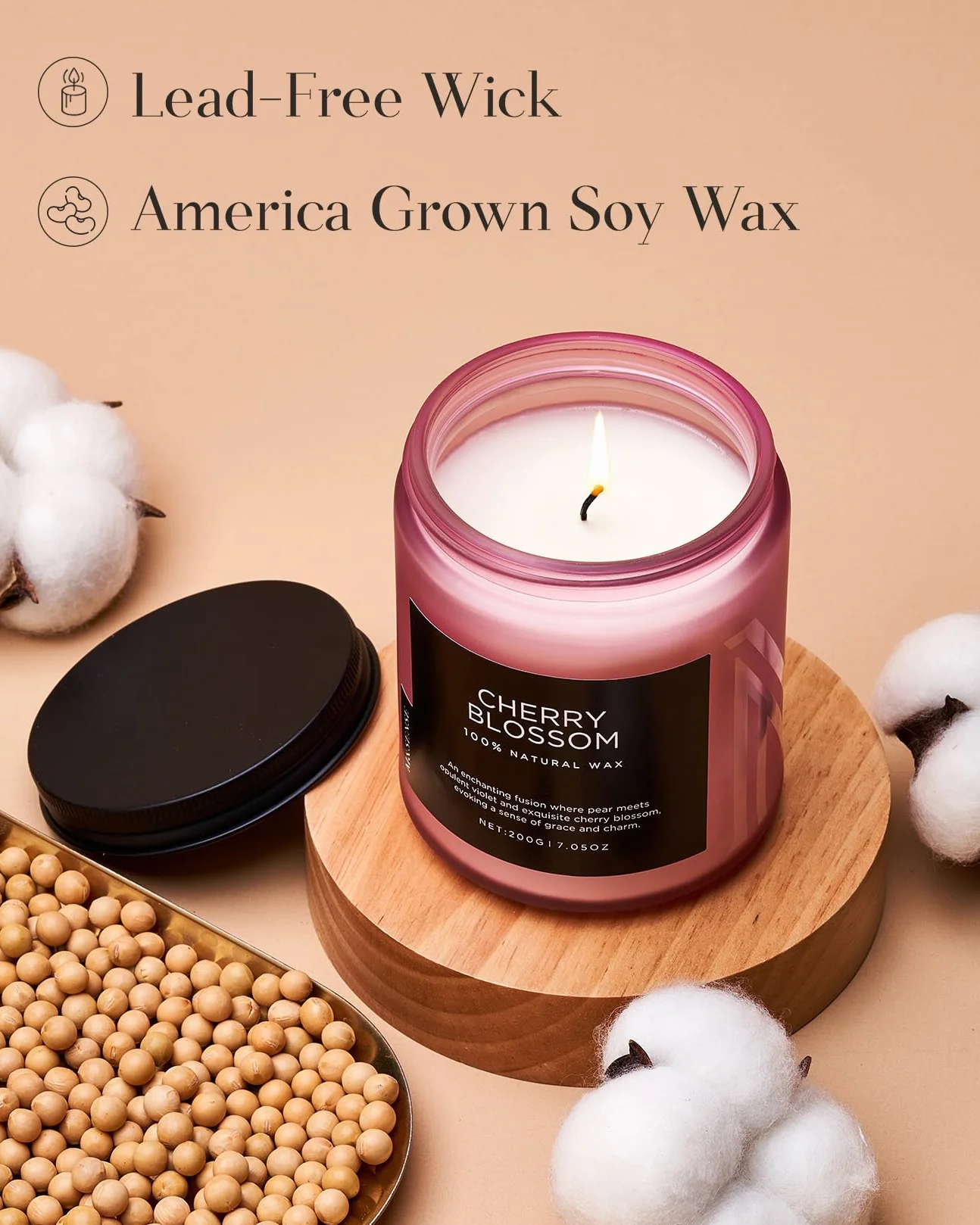 M&SENSE Świeca Sojowa Kwiat Wiśni 200g 50h Aromaterapia