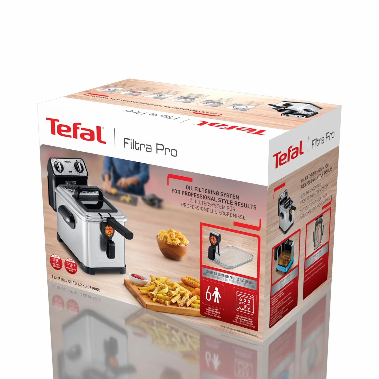 Tefal FR5101 Filtra Pro Inox & Design | 3,0 l | frytkownica premium | 2300 W | półprofesjonalna frytkownica z olejem | system Clean-Oil | izolacja cieplna | Termostat | Timer | stal nierdzewna/czarna