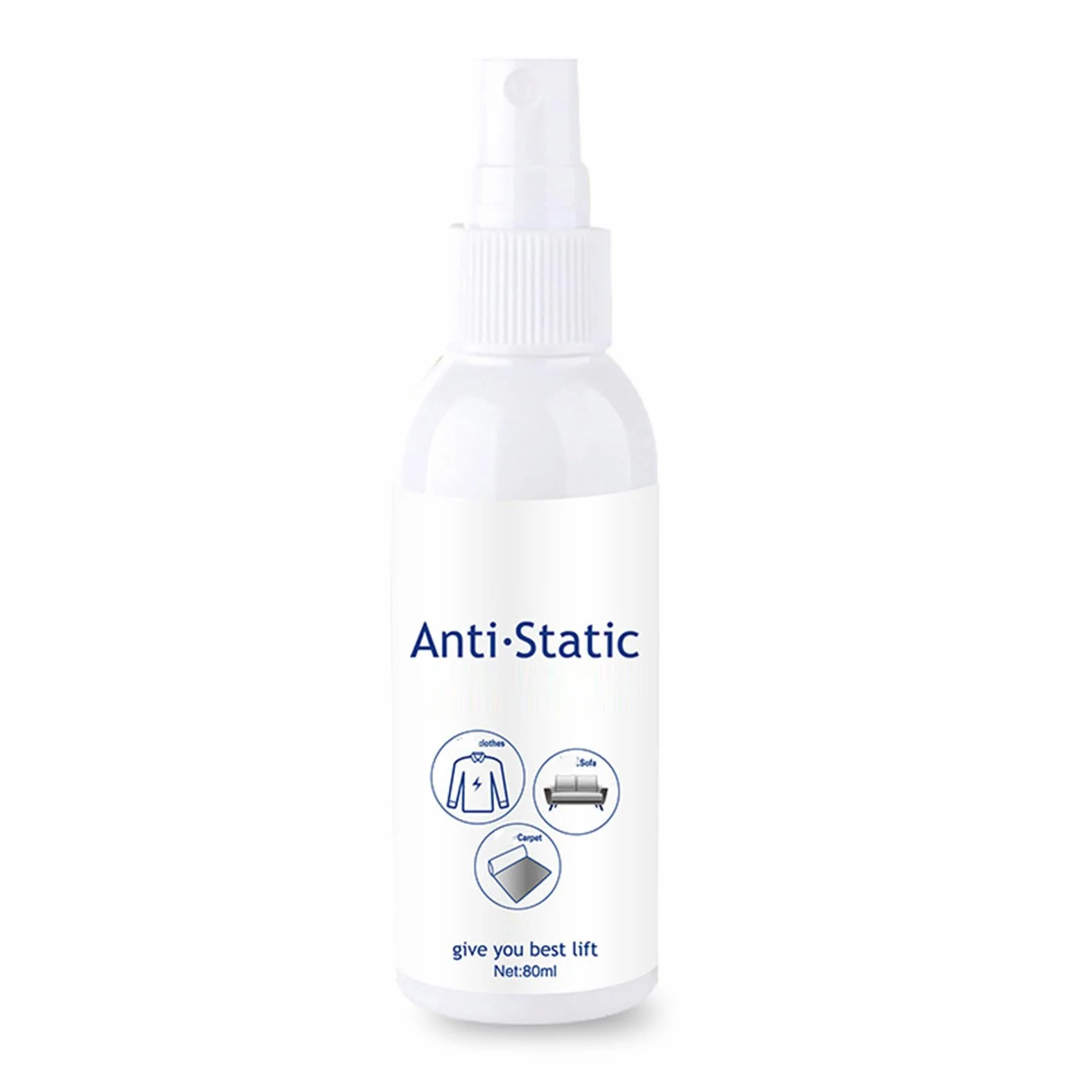 Antystatyczny spray, 80 ml, antystatyczny odświeżacz materiału, bezzapachowy płyn do płukania tkanin o natychmiastowym i długotrwałym działaniu, dla kobiet, mężczyzn i bielizny rodzinnej