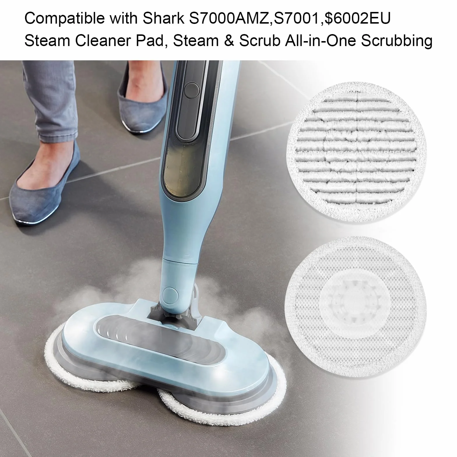 Zastępcze nakładki do mopa parowego Kompatybilne z Shark S7000AMZ S7001 S6002EU, mop parowy do czyszczenia i szorowania All-in-One (6 SZTUK)