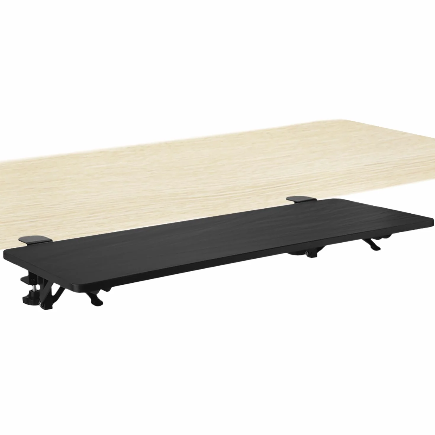 QWORK® zestaw 2 uchwytów przedłużających do biurka z klipsem do montażu na stole, zdejmowany, składany uchwyt na biurko o grubości od 1 do 5 cm