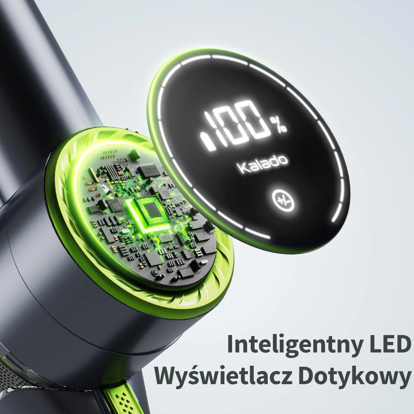 kalado Odkurzacz Bezprzewodowy KCV600, 10 w 1 Odkurzacze Pionowe 480W 33Kpa, Wymienną Baterią 50 Mins, Ekran Dotykowy LED, Przedłużony Drążek Teleskopowy, Do Twardych Podłóg, Dywanów, Włosy