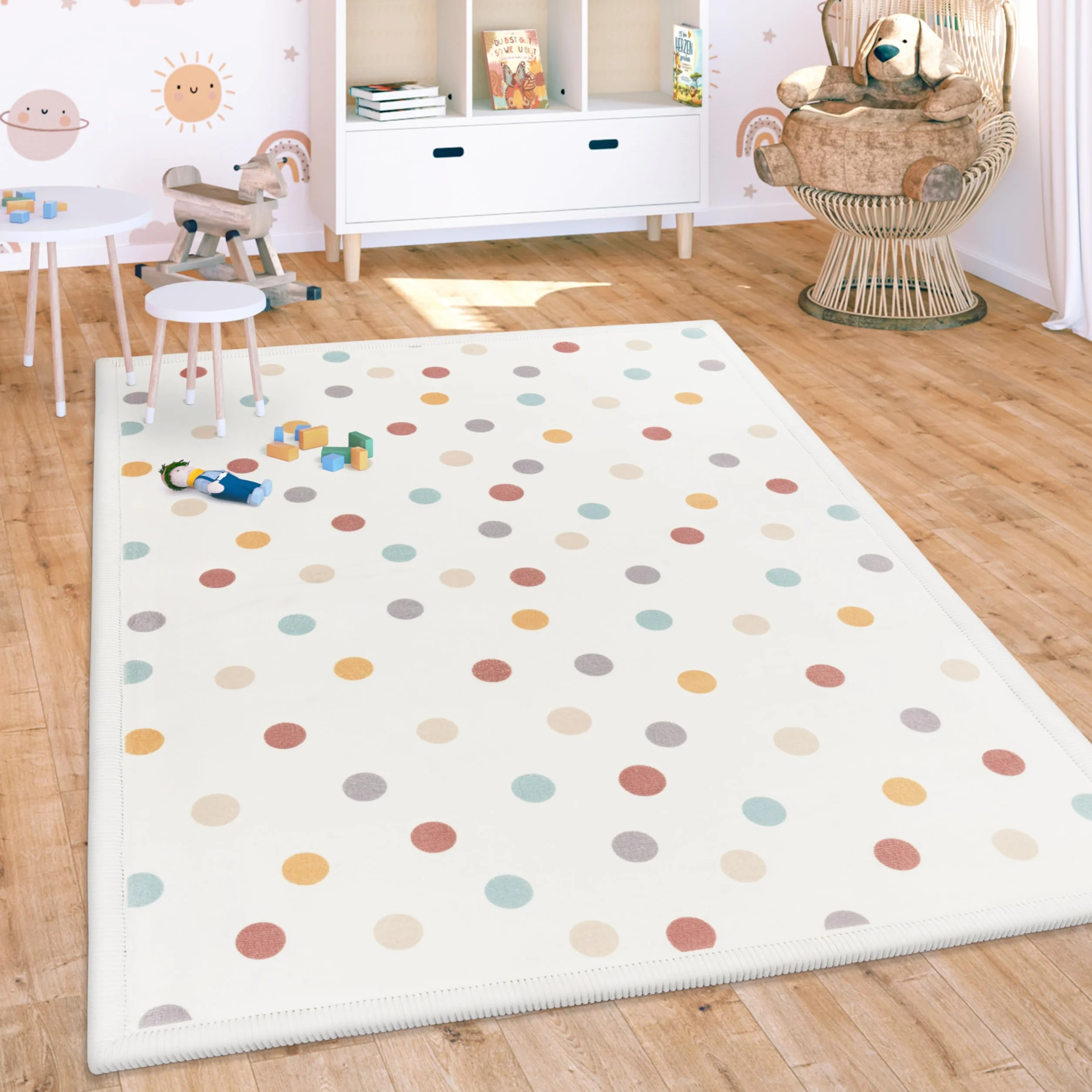 Paco Home Dywan Dzieci璚y Dywan Do Pokoju Dziecka Antypo郵izgowa Strona T璚zowa Motyw Zwierz璚y W Kropki, Rozmiar:80x150 cm, Kolor:Wielokolorowy