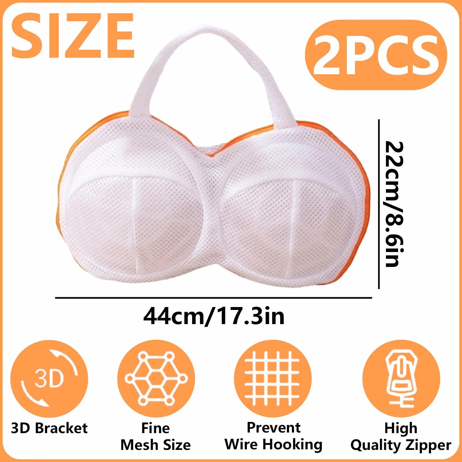 Siatka do prania biustonosza XXL 44 x 22 cm – odporna na odkształcenia, worek do prania ze wzmocnionymi szwami, do pralki, w podróży i w biznesie (brązowy, 2 sztuki)