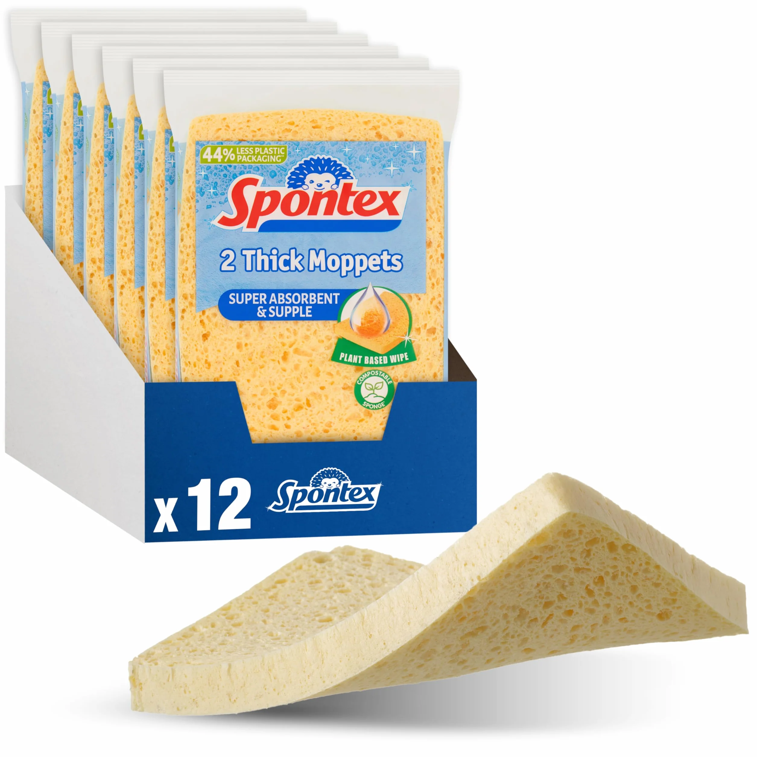 Spontex Grube mopty, 6 opakowań po 2 szt. (łącznie 12 gąbek)