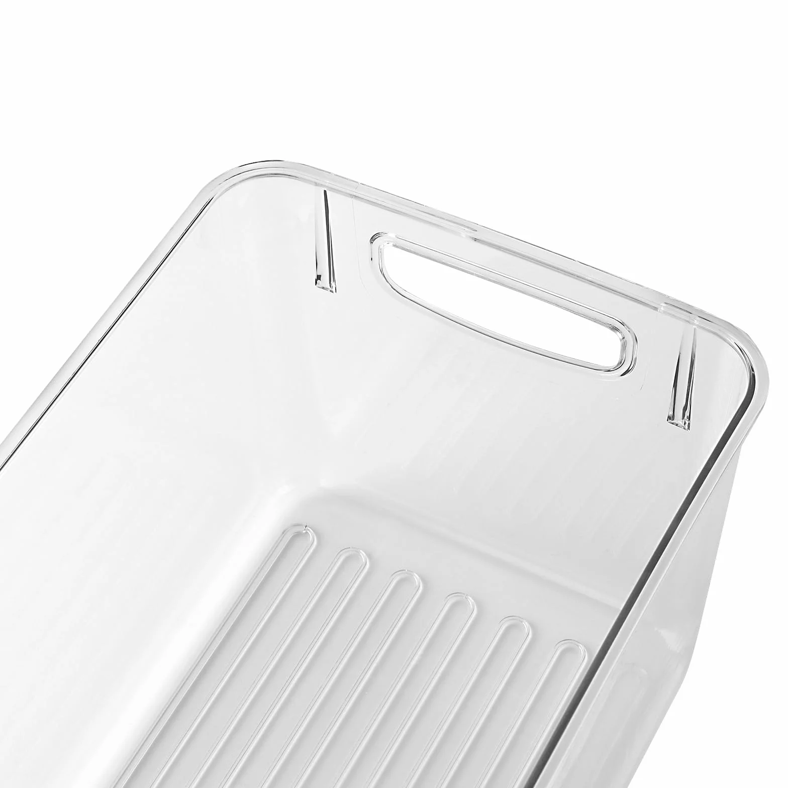 SINJEUN 4 organizery do lodówki z uchwytem, 24,8 x 17,2 x 14 cm, pojemniki na lodówkę, pojemniki do przechowywania, przezroczyste tworzywo sztuczne, do kuchni