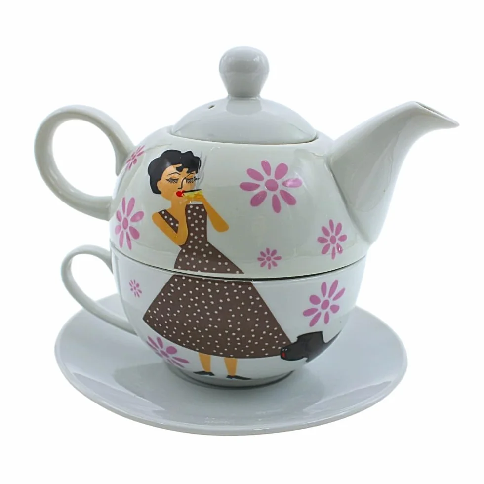 Porcelanowy dzbanek, dzbanek do herbaty, zestaw Tea for one, dzbanek do serwowania herbaty, retro dzbanek do herbaty, serwis do herbaty, filiżanka do herbaty z dzbankiem do herbaty, zestaw dzbanków do
