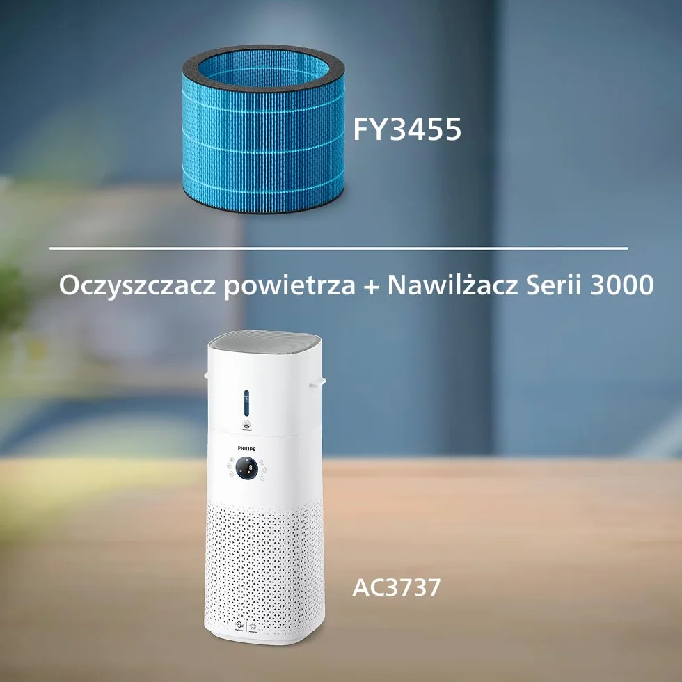 Philips Oryginalny filtr nawilżający NanoCloud do oczyszczacza powietrza z funkcją nawilżania 2w1 serii 3000 AC3737, żywotność do 6 miesięcy (FY3455/00)